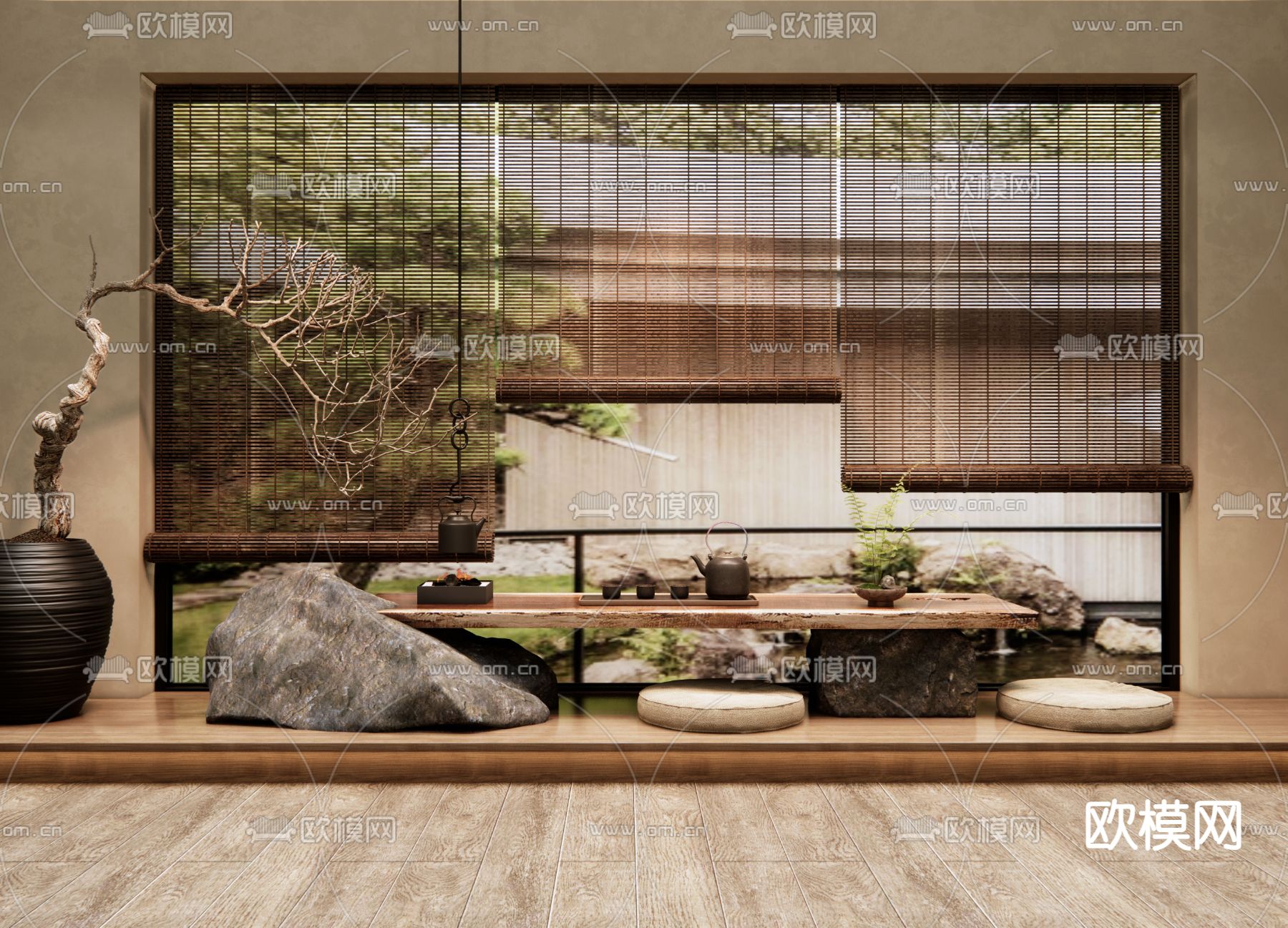 日式茶室 榻榻米茶室3d模型下载