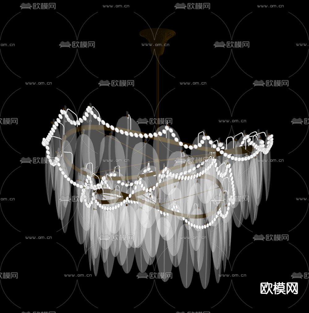 法式吊灯 玻璃吊灯 树叶吊灯su模型下载（渲染图2）