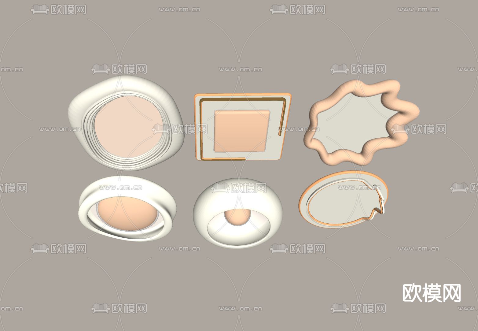 奶油风吸顶灯 时尚客厅灯su模型下载（渲染图2）