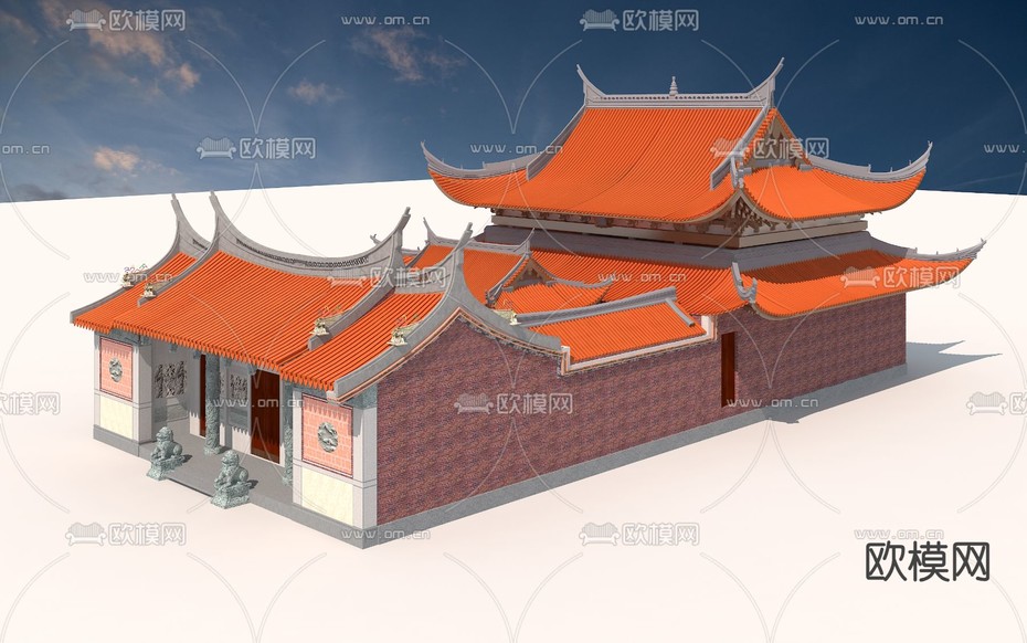 闽南传统关帝庙3d模型下载