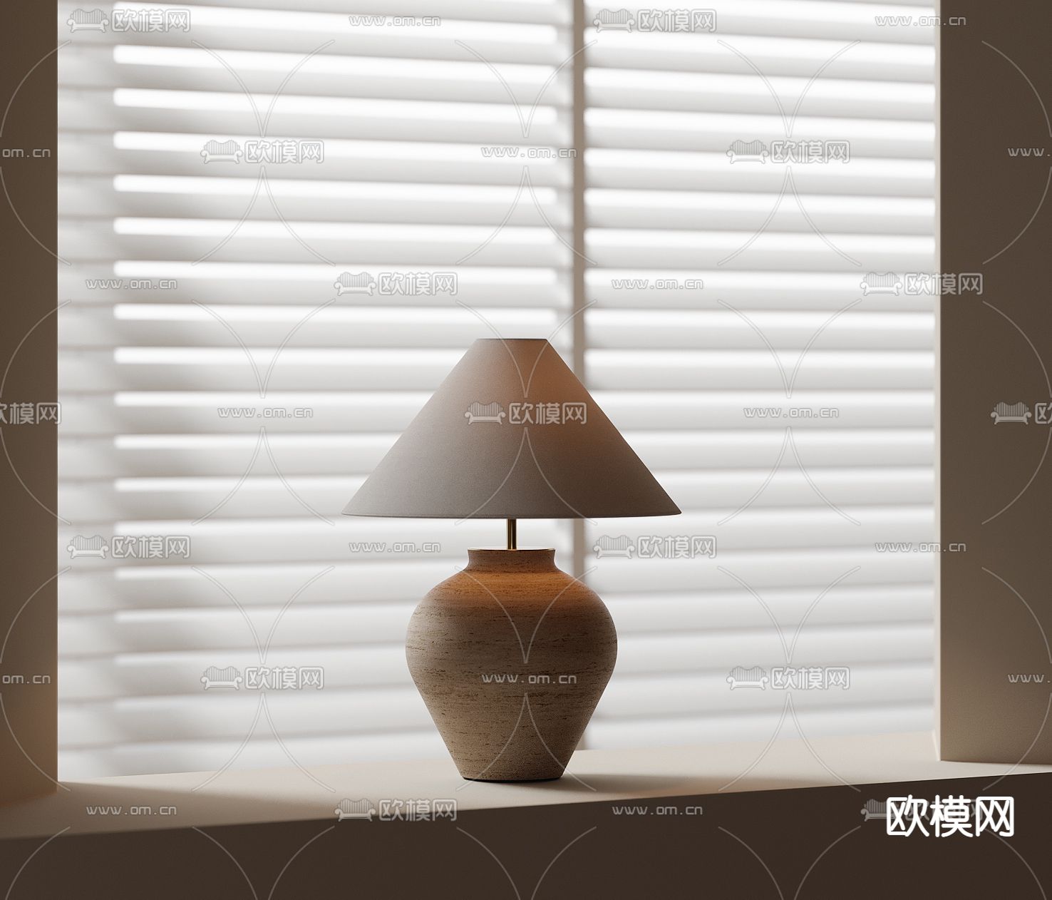 侘寂台灯 陶罐台灯su模型下载（渲染图1）