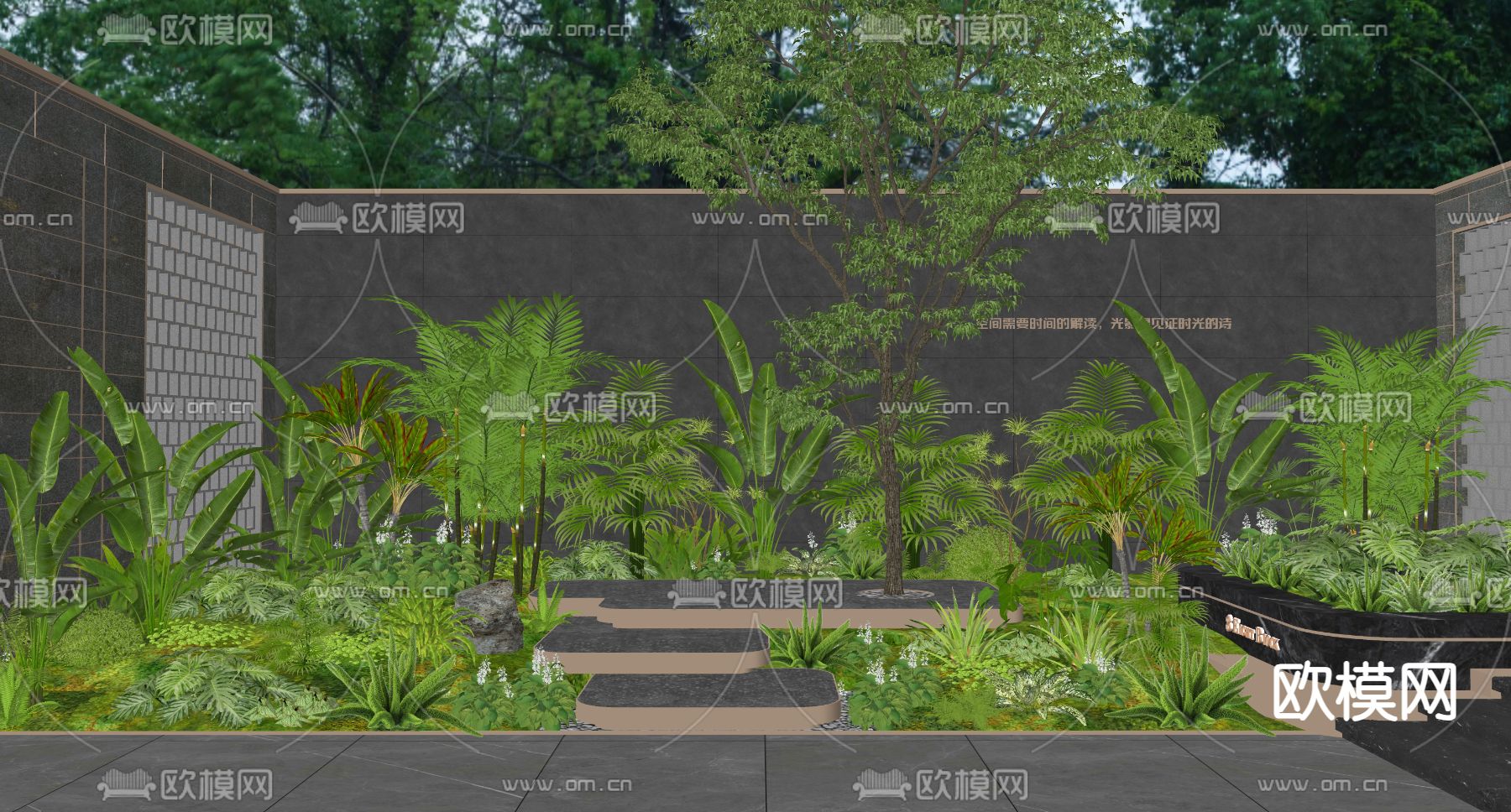 热带绿植 植物花镜 植物堆su模型下载（渲染图2）