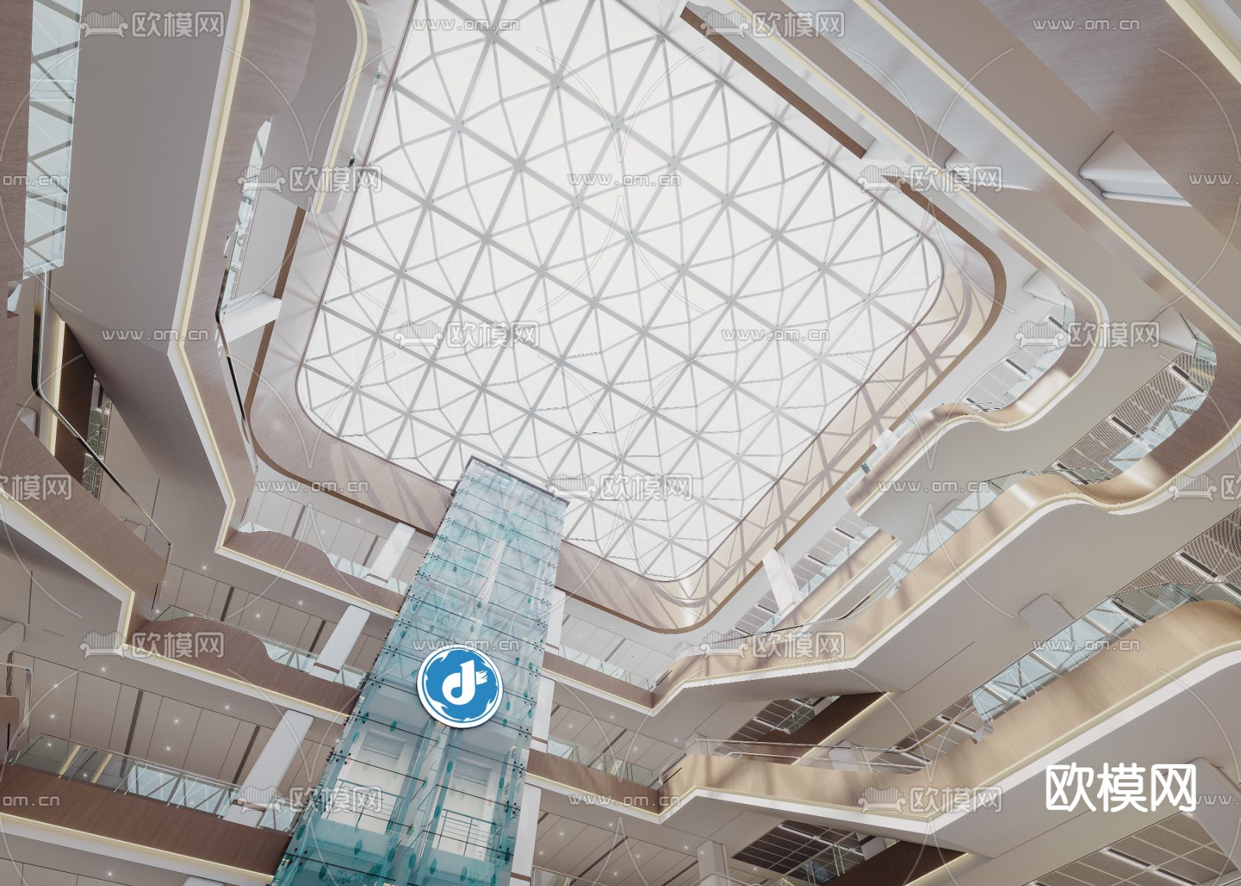 医院大厅 中庭 等候区3d模型下载（渲染图3）