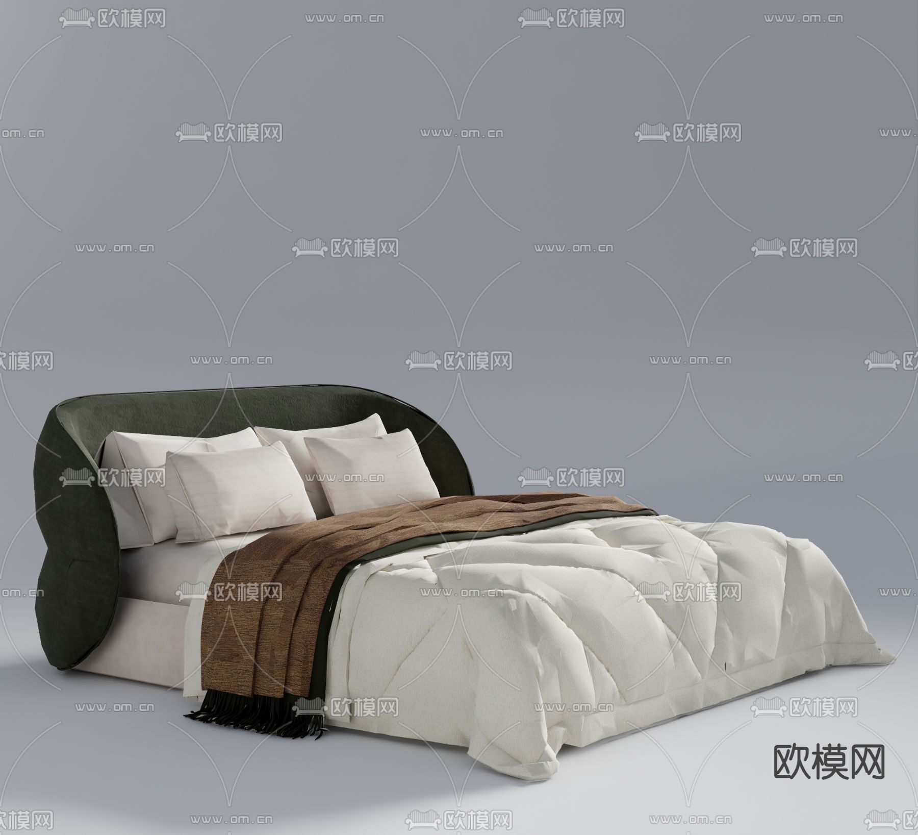 现代双人床su模型下载（渲染图4）