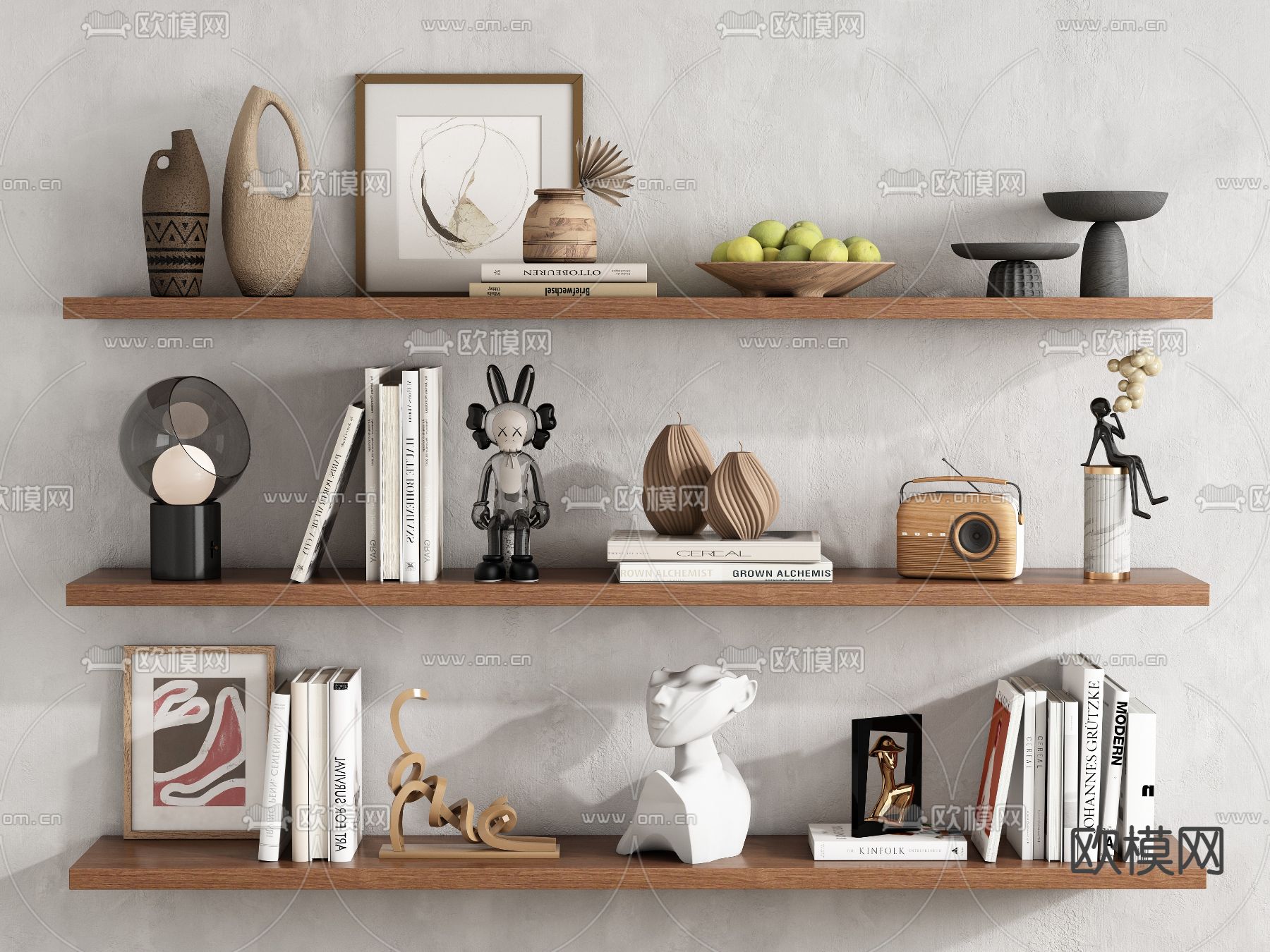 侘寂装饰品 摆件 书籍 花瓶3d模型下载