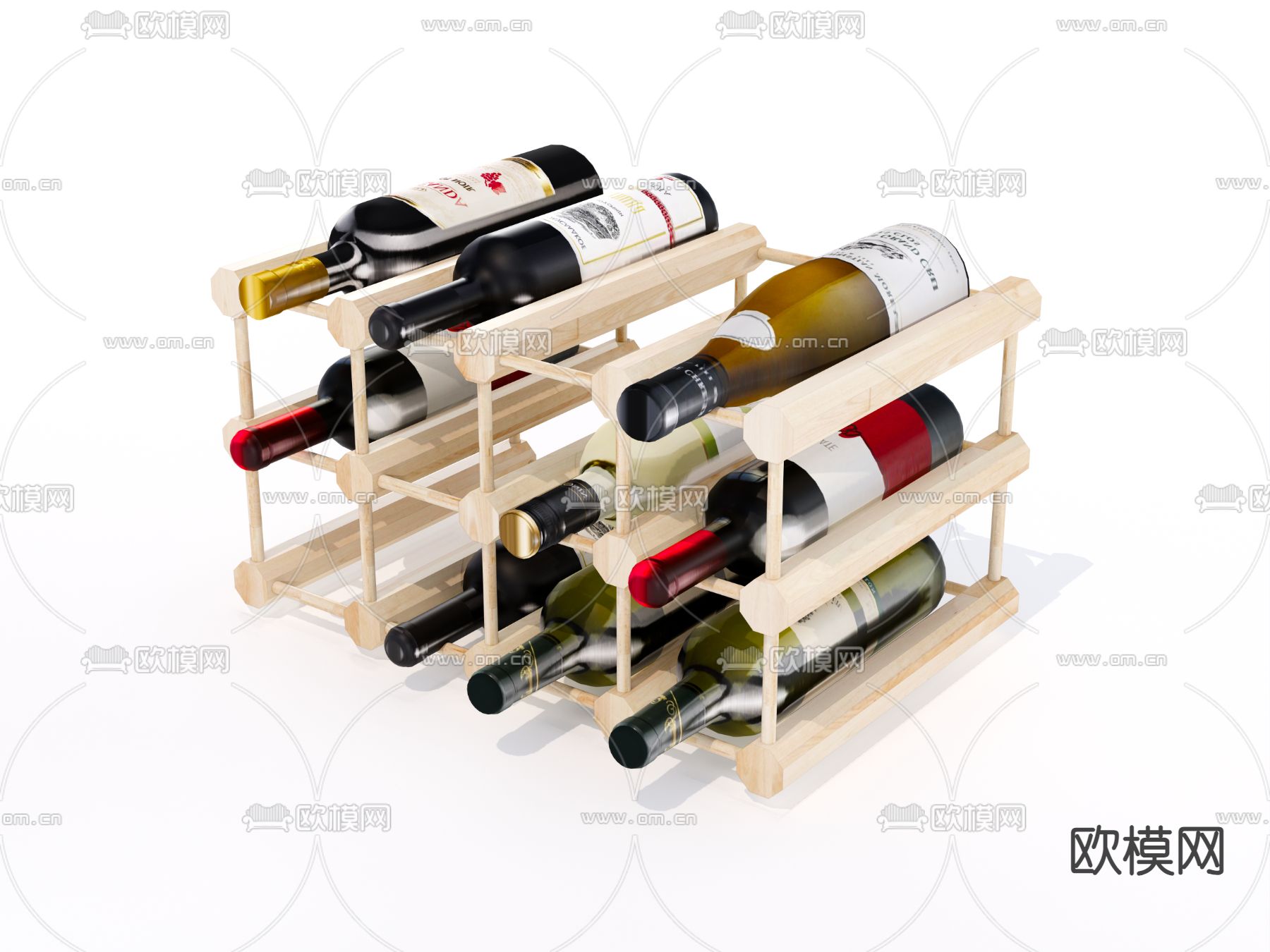 实木红酒架 置物架su模型下载（渲染图2）
