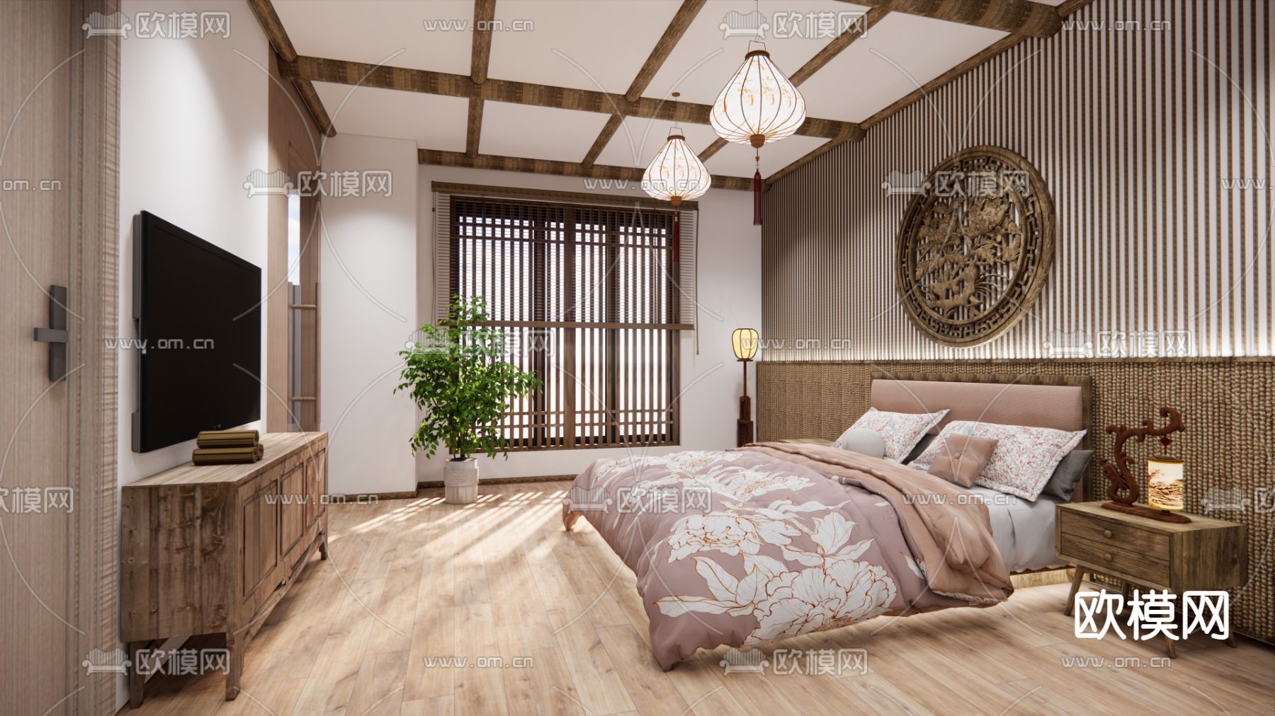 酒店客房 大床房3d模型下载