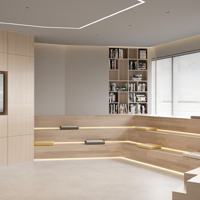  图书馆阅读室su模型 