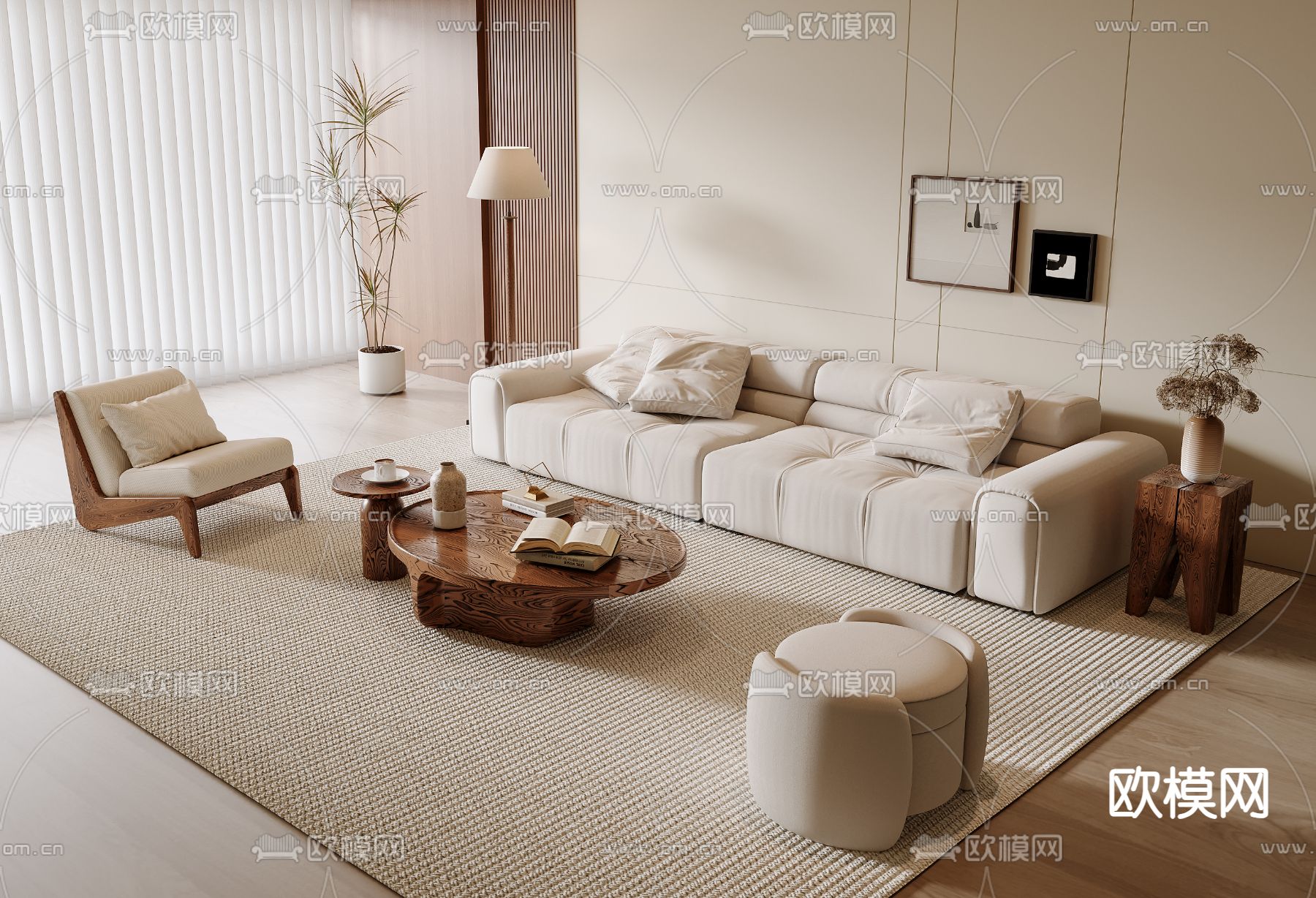 中古风沙发 组合沙发su模型下载（渲染图1）