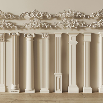 简欧罗马柱 柱子 雕花柱su模型