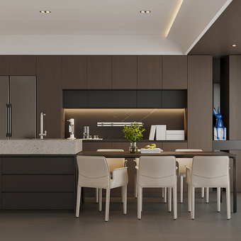 中岛餐厅su模型