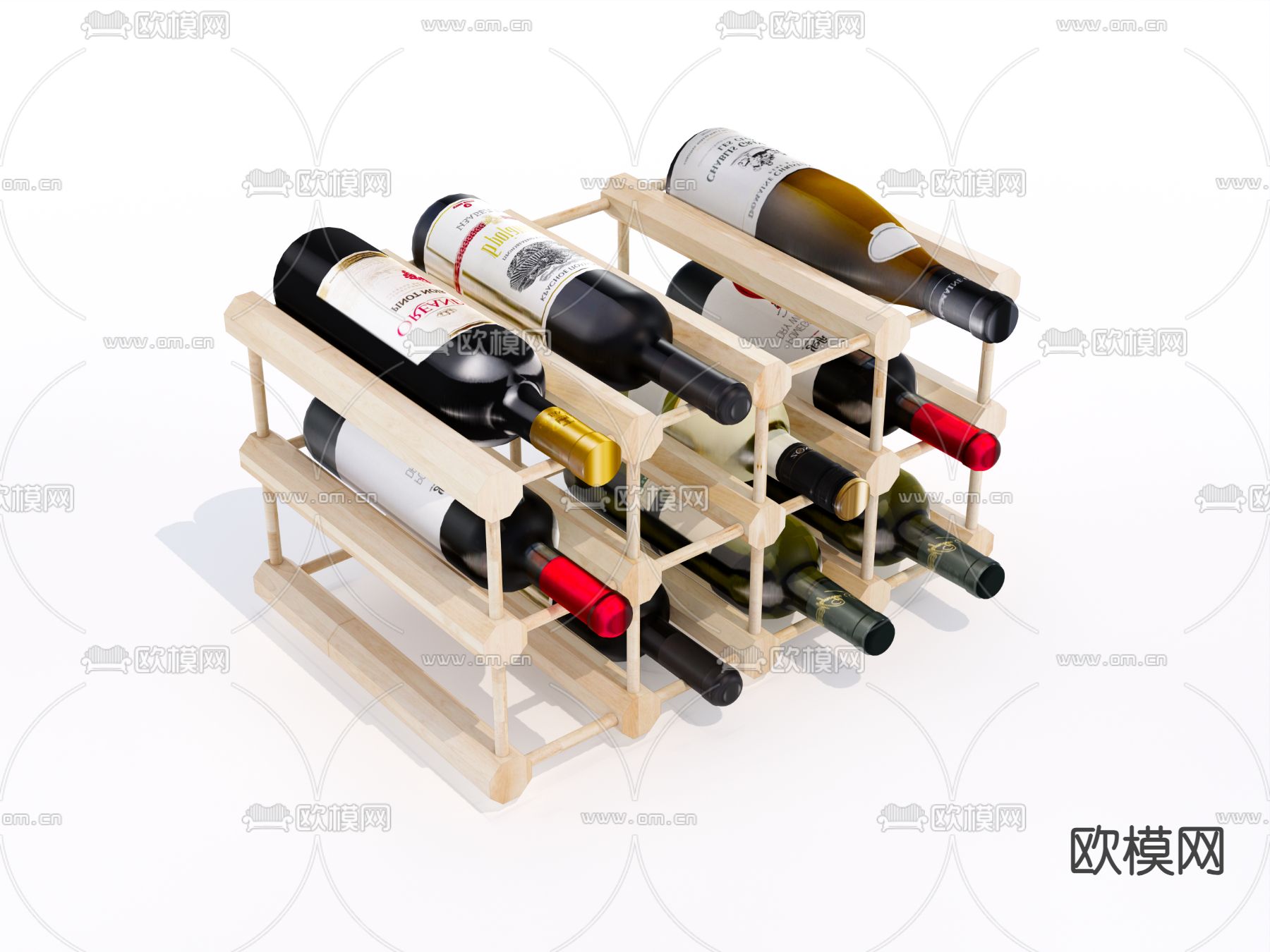 实木红酒架 置物架su模型下载（渲染图1）