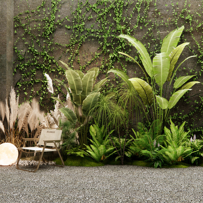  灌木枯枝 花境 植物堆su模型 