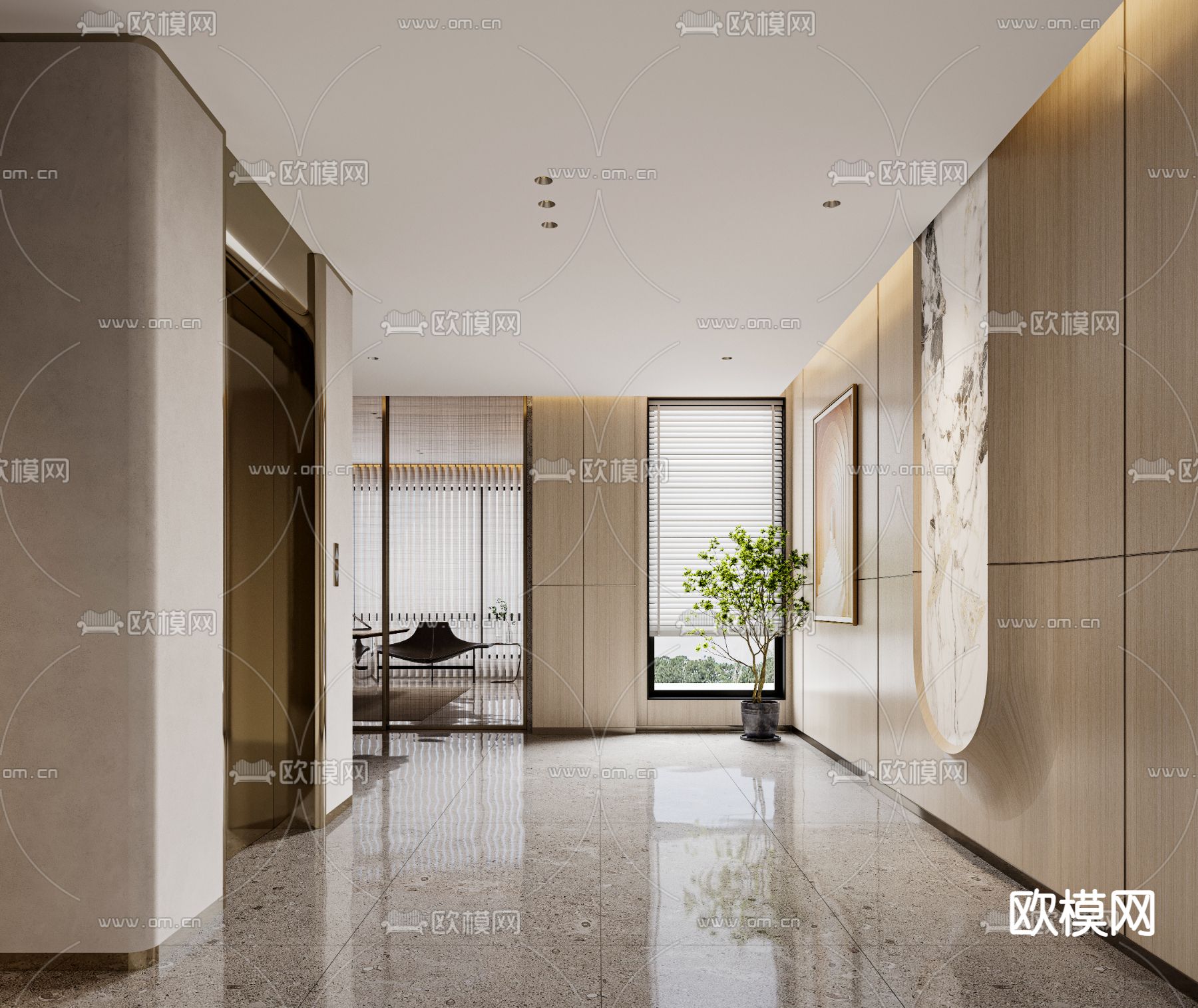 现代电梯厅 电梯间3d模型下载