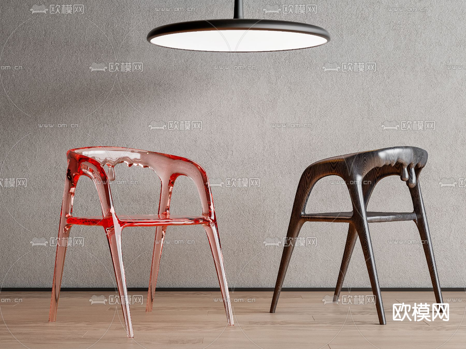 透明椅子 餐椅su模型下载（渲染图2）