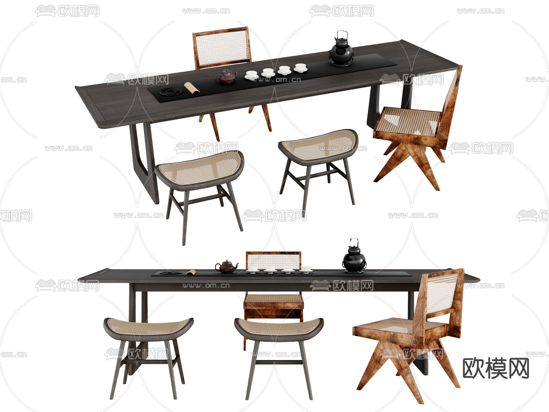 新中式茶桌 茶台3d模型下载