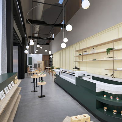  现代甜品店 蛋糕店 奶茶店su模型 