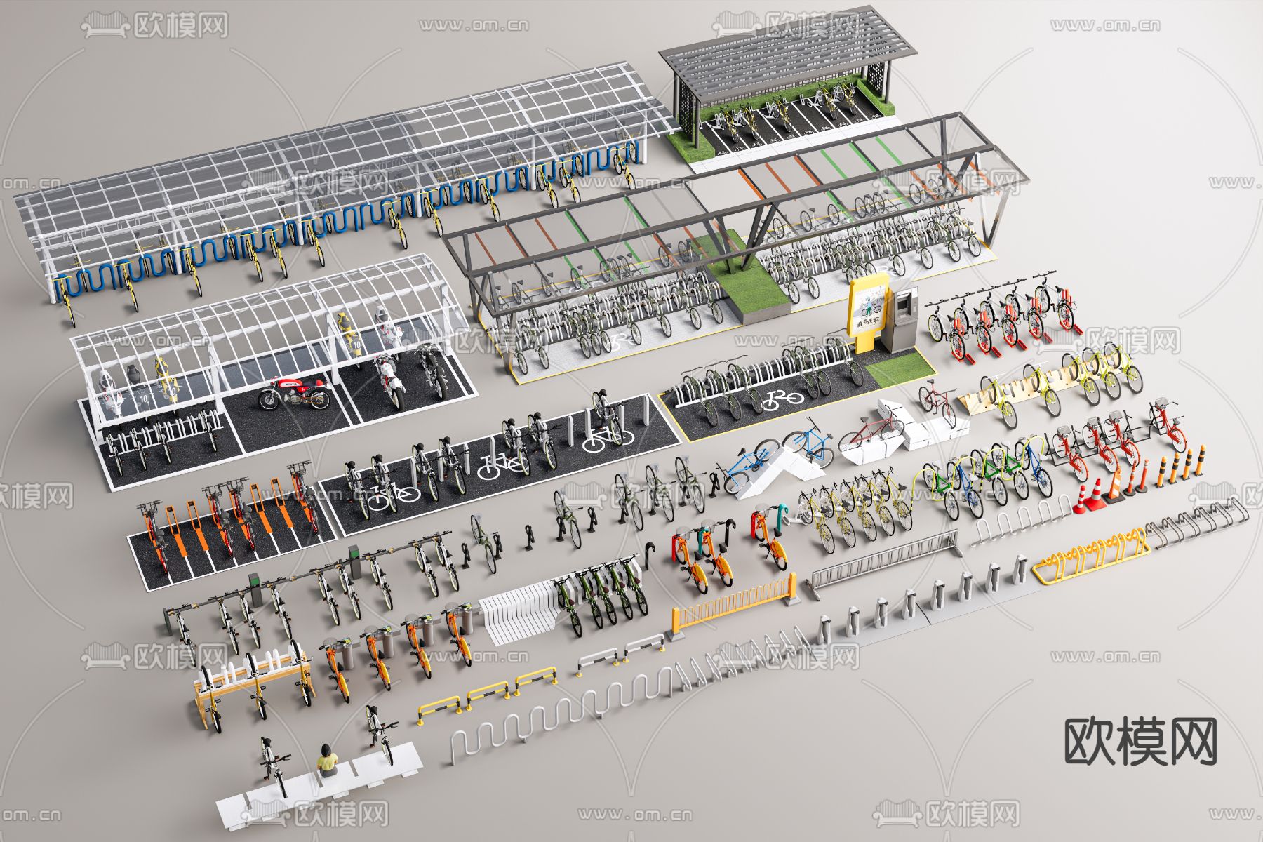 自行车停车场 车棚su模型下载（渲染图2）