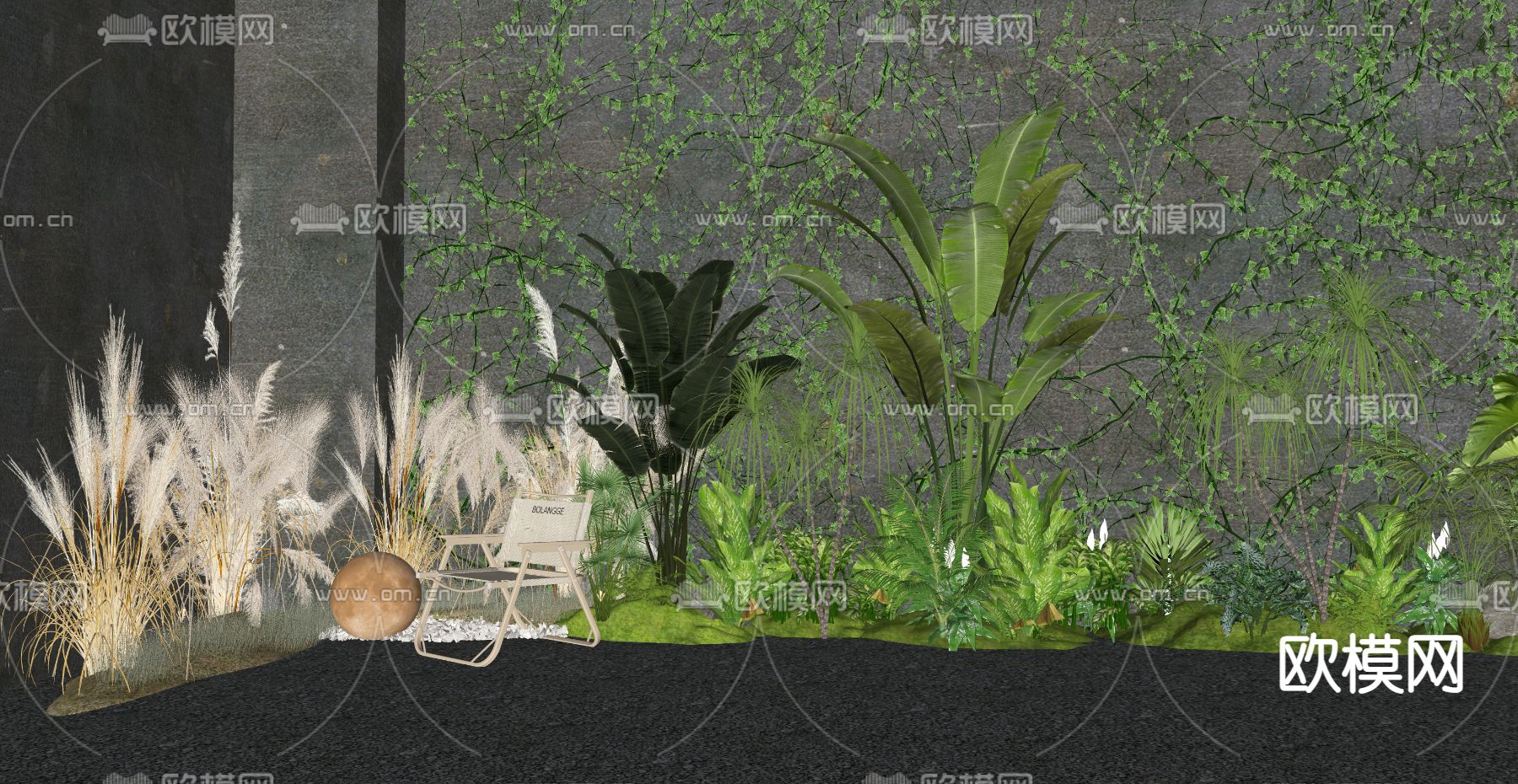 灌木枯枝 花境 植物堆su模型下载（渲染图3）