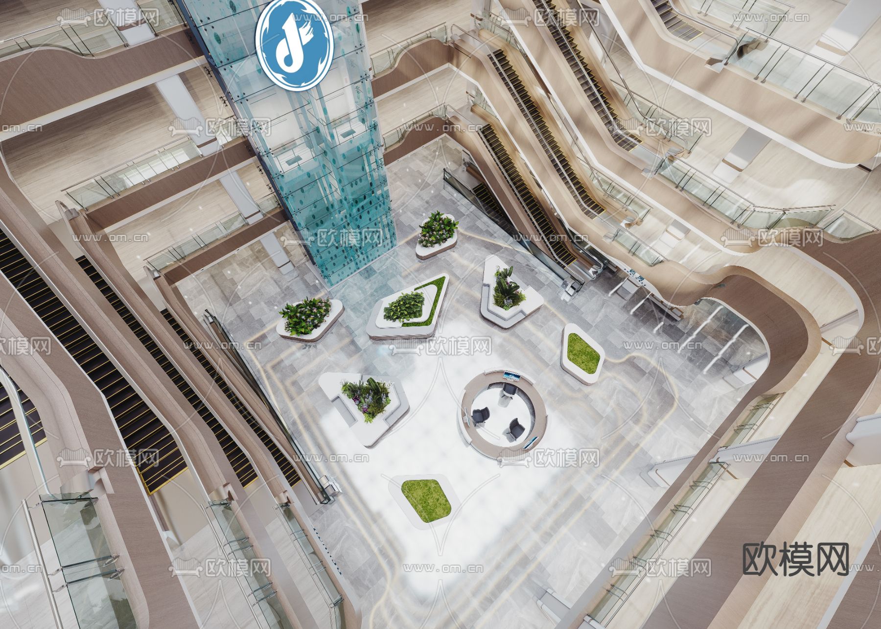 医院大厅 中庭 等候区3d模型下载（渲染图4）