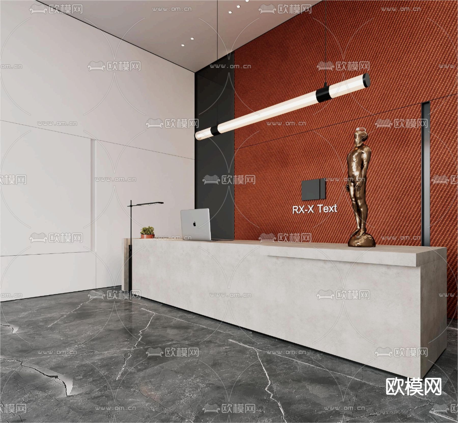 现代接待台 办公室 前台su模型下载（渲染图2）