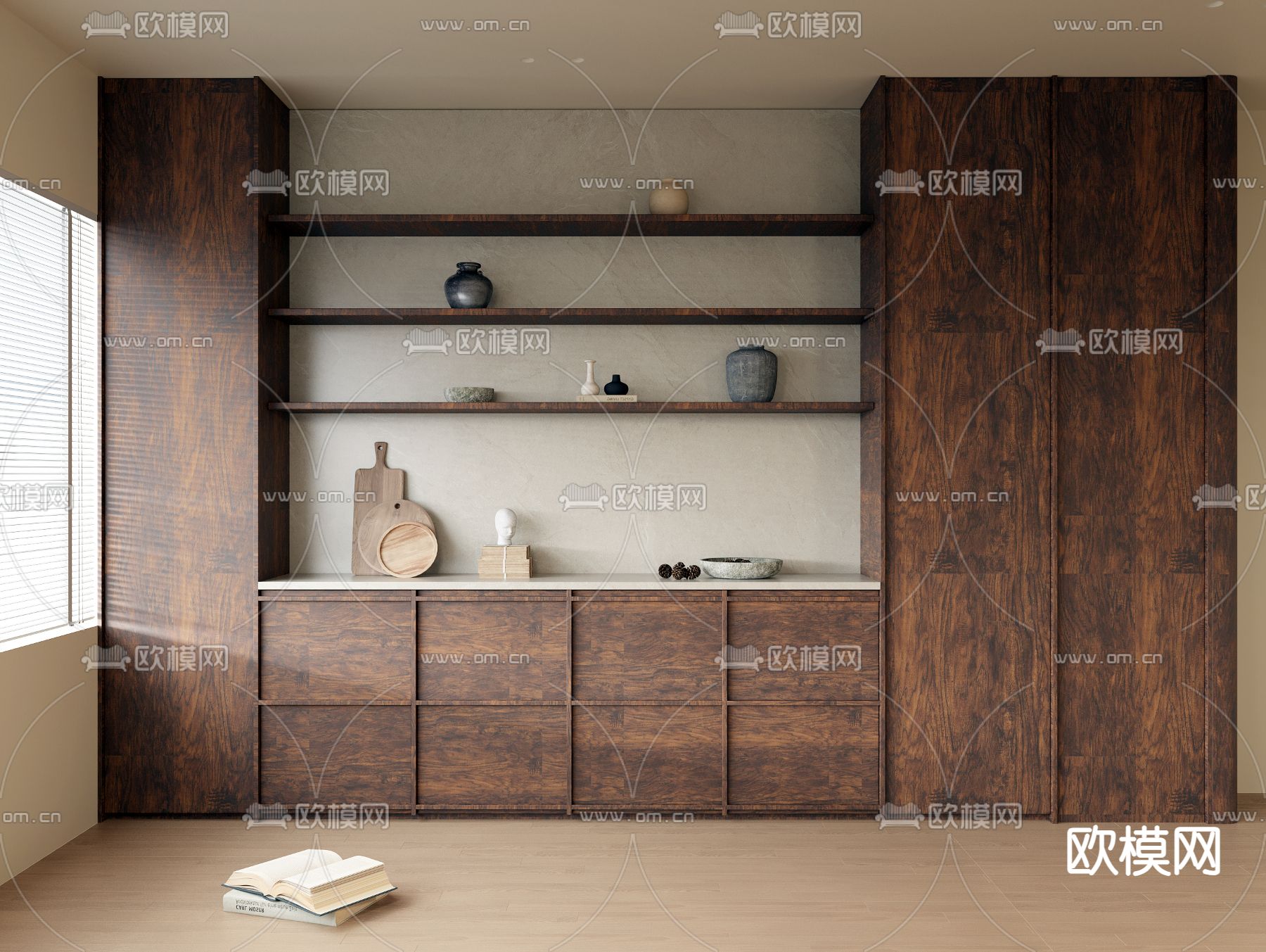 中古风橱柜 餐边柜3d模型下载