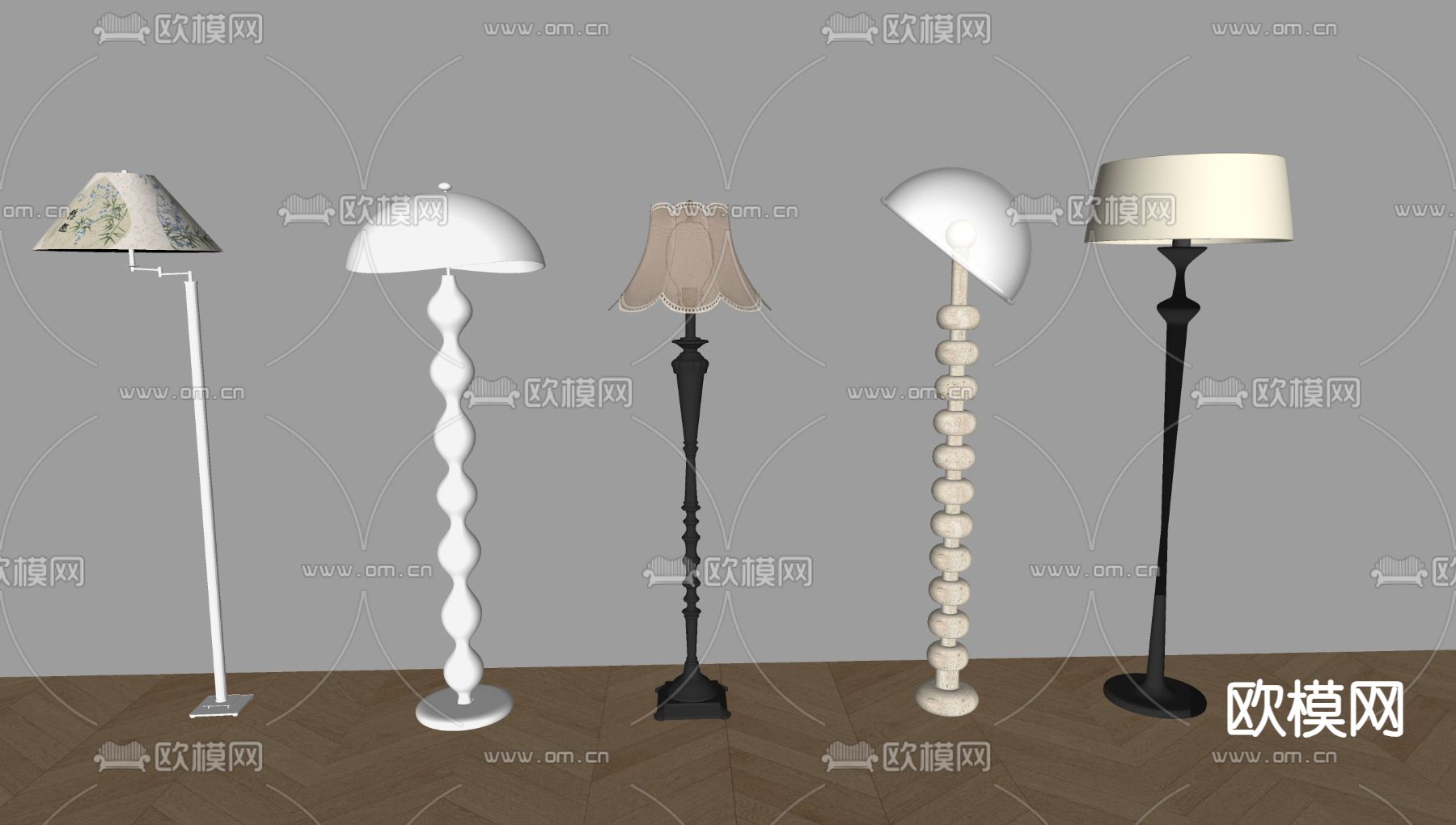 简约落地灯 蘑菇落地灯 奶油风落地灯su模型下载（渲染图2）