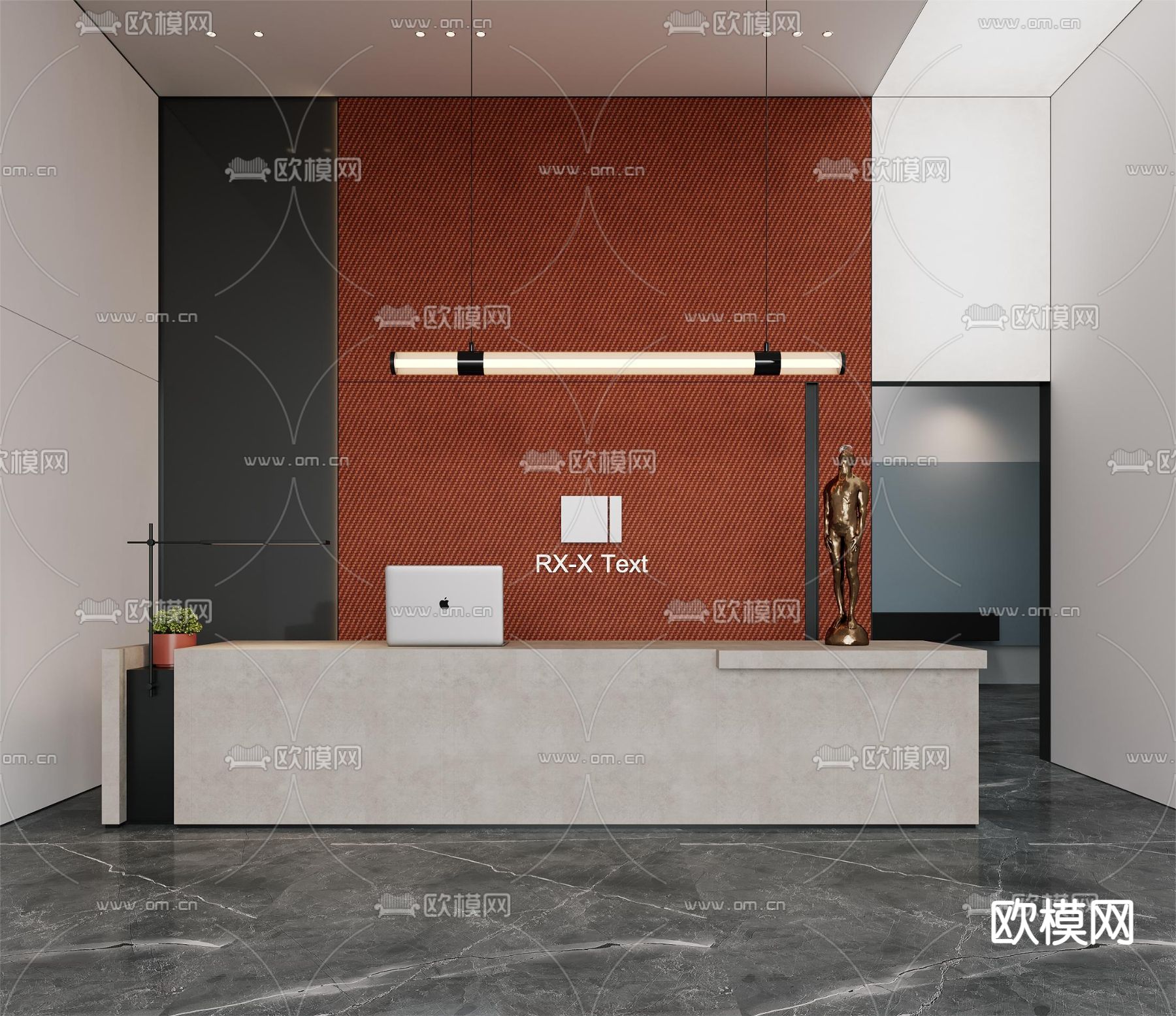 现代接待台 办公室 前台su模型下载（渲染图1）