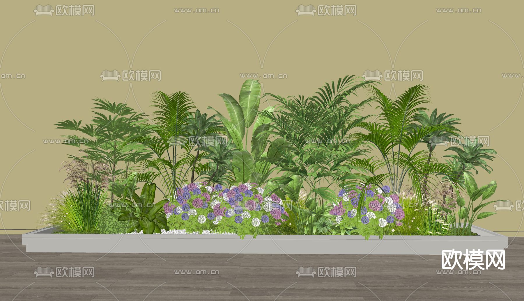 花境植物堆 花池花槽su模型下载（渲染图2）