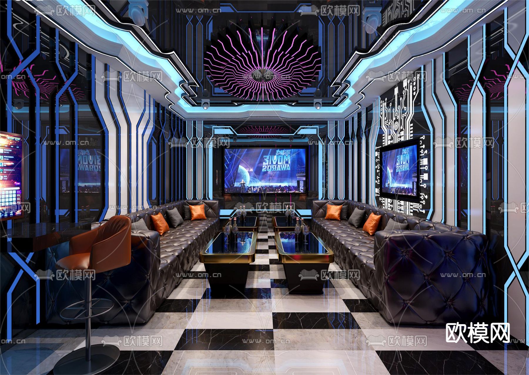 KTV包房 酒吧 夜总会3d模型下载（渲染图2）