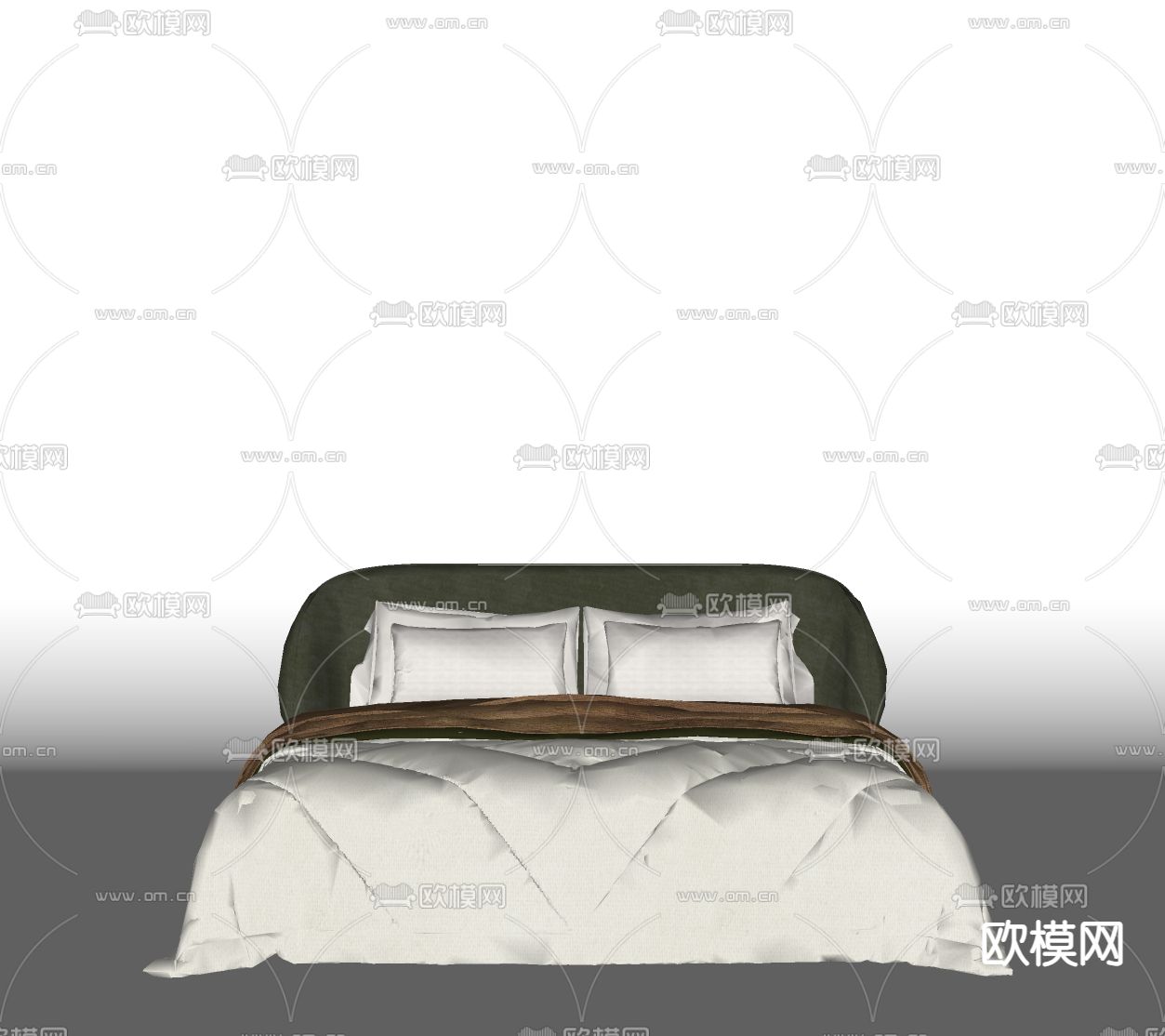 现代双人床su模型下载（渲染图1）