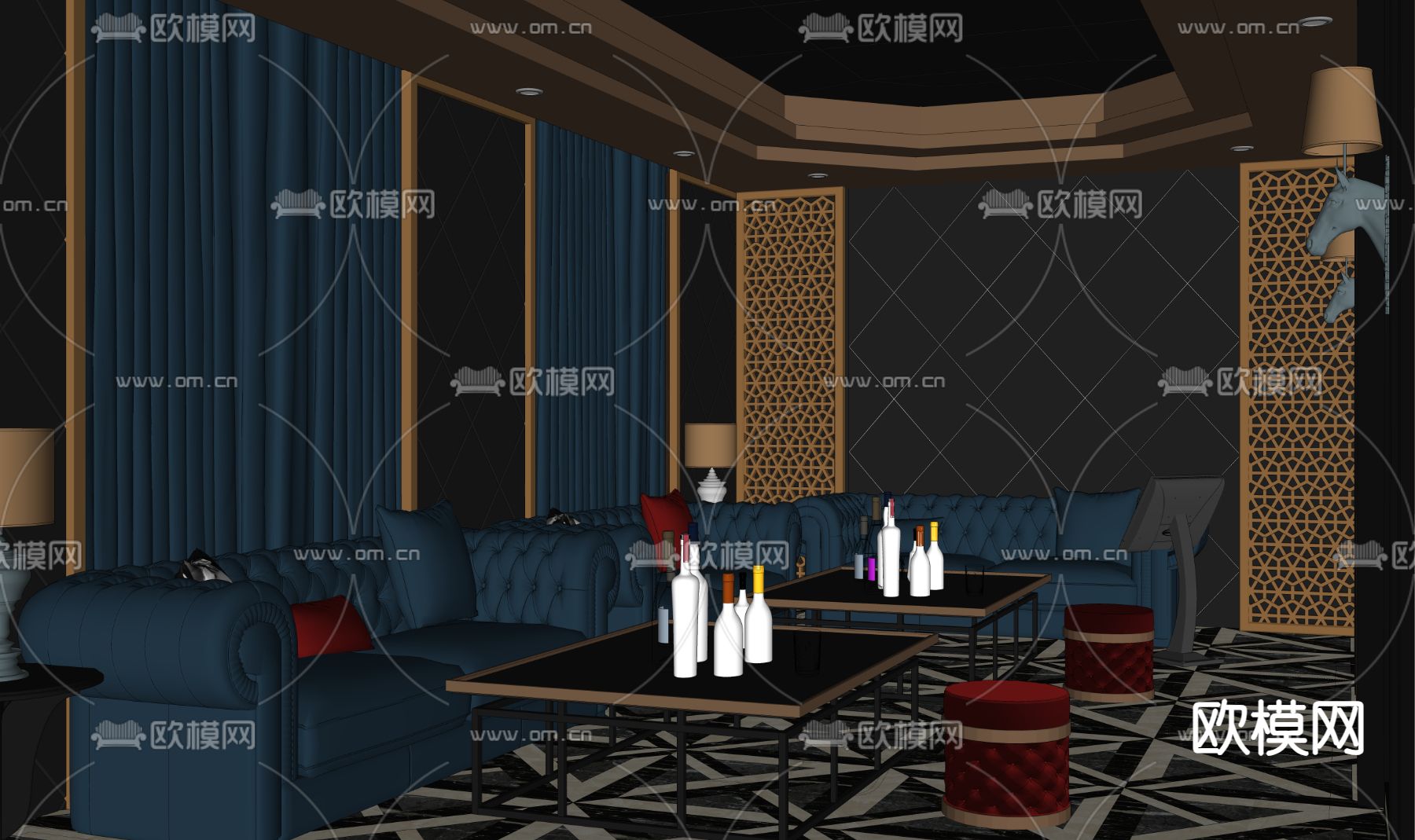 欧式KTV 包间 夜总会su模型下载（渲染图2）