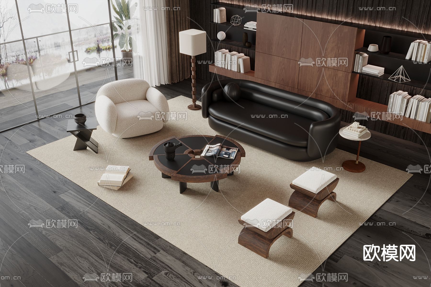 中古风组合沙发3d模型下载