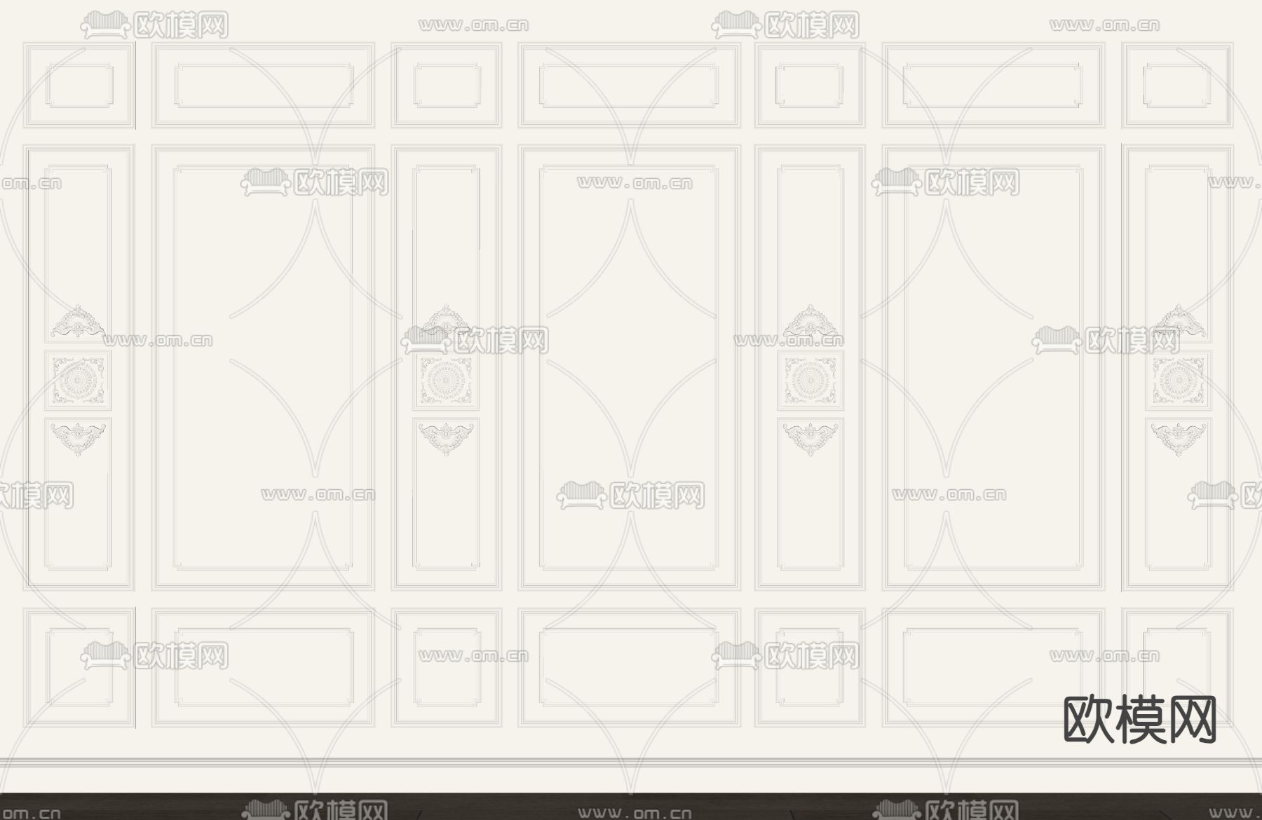 欧式雕花 护墙板 线条su模型