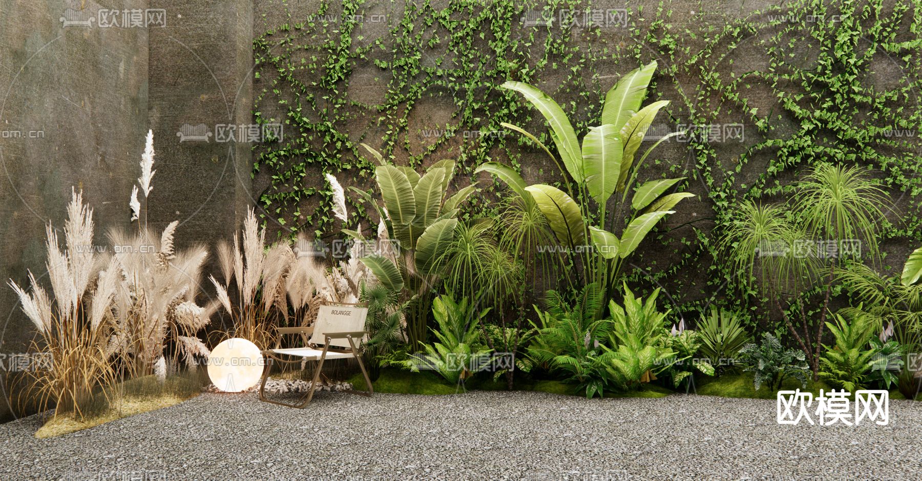 灌木枯枝 花境 植物堆su模型下载（渲染图1）