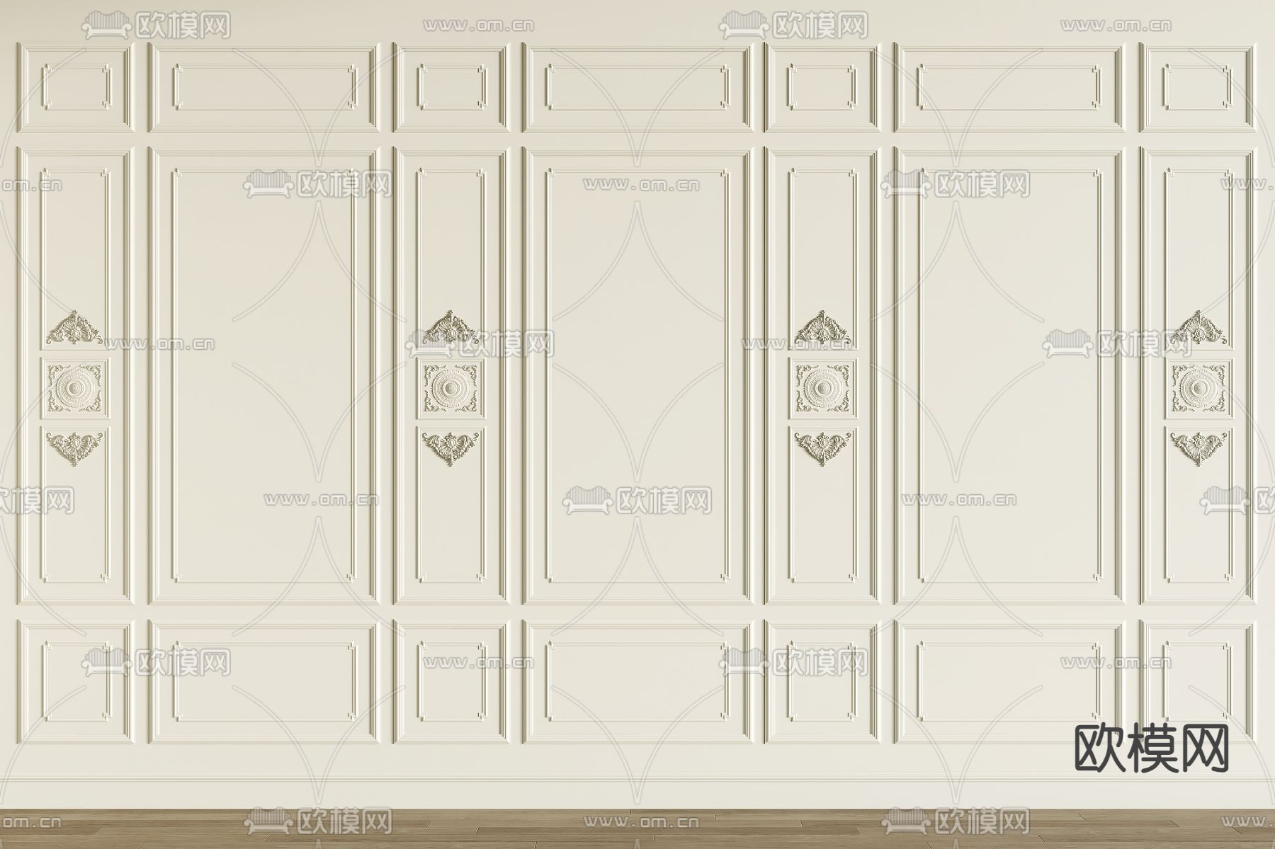 欧式雕花 护墙板 线条su模型