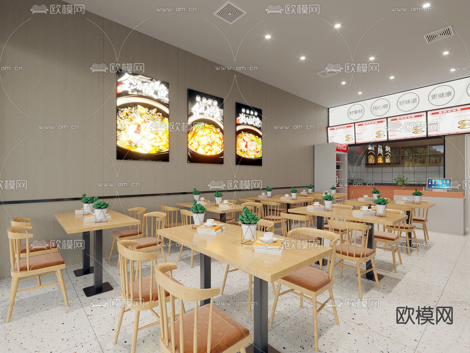 黄焖鸡米饭店 快餐店3d模型下载（渲染图3）