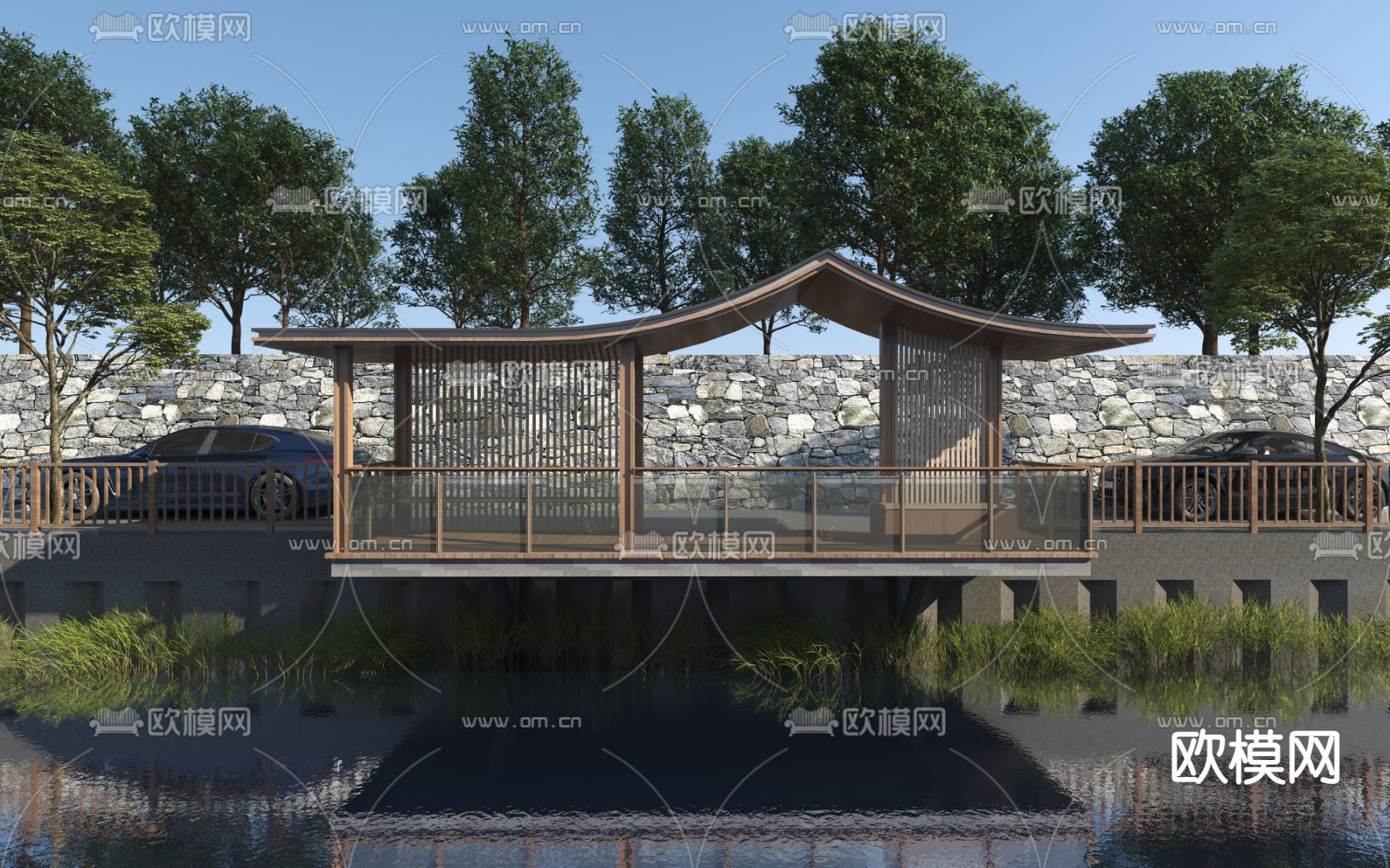 新中式亭子 景观亭 眺望台 钓鱼亭3d模型下载