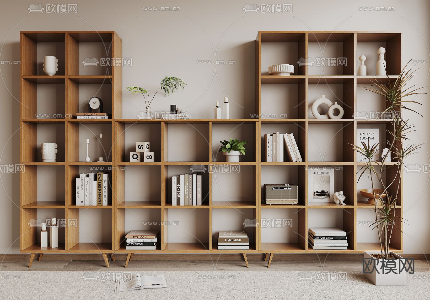 北欧书柜 书架3d模型下载