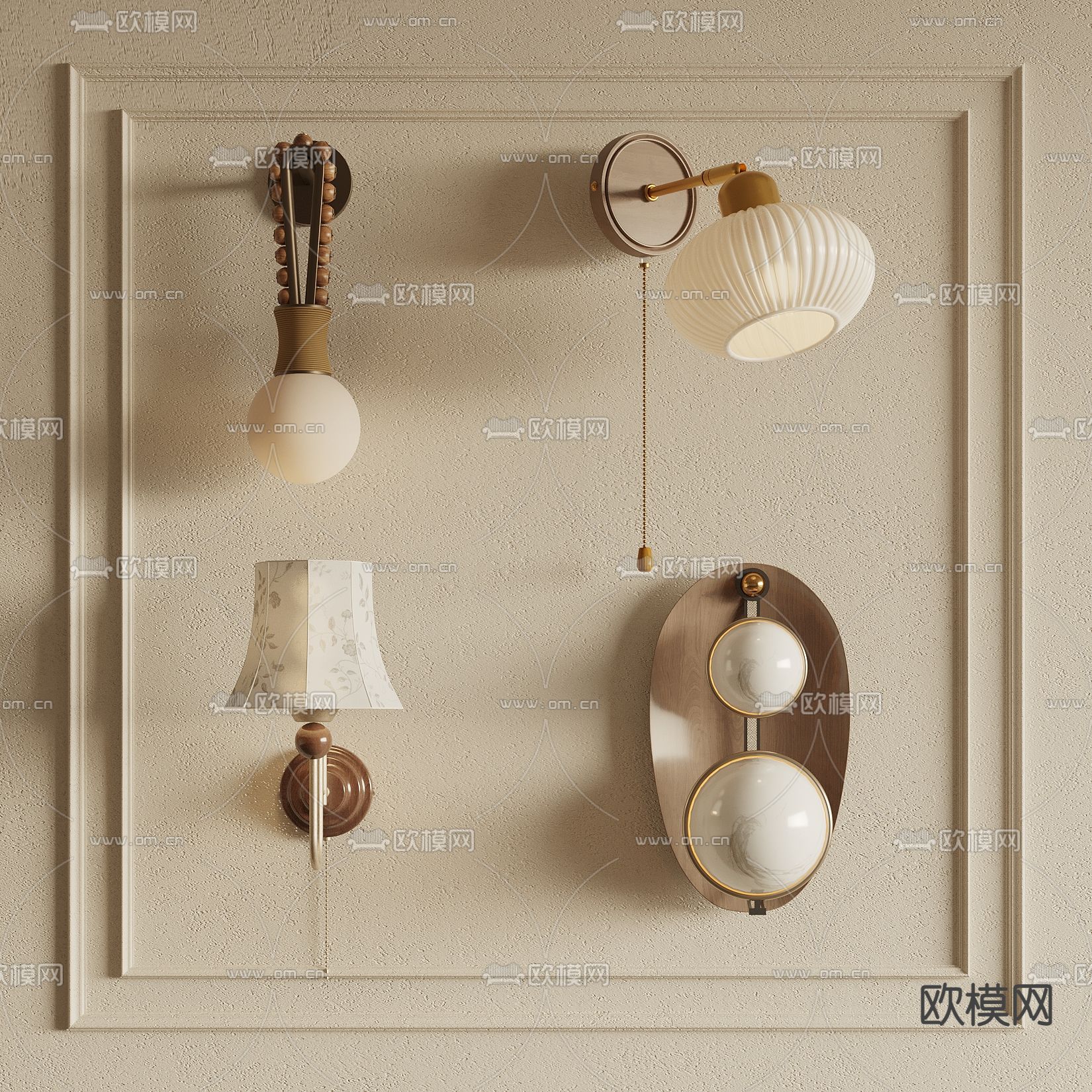 中古风壁灯3d模型下载