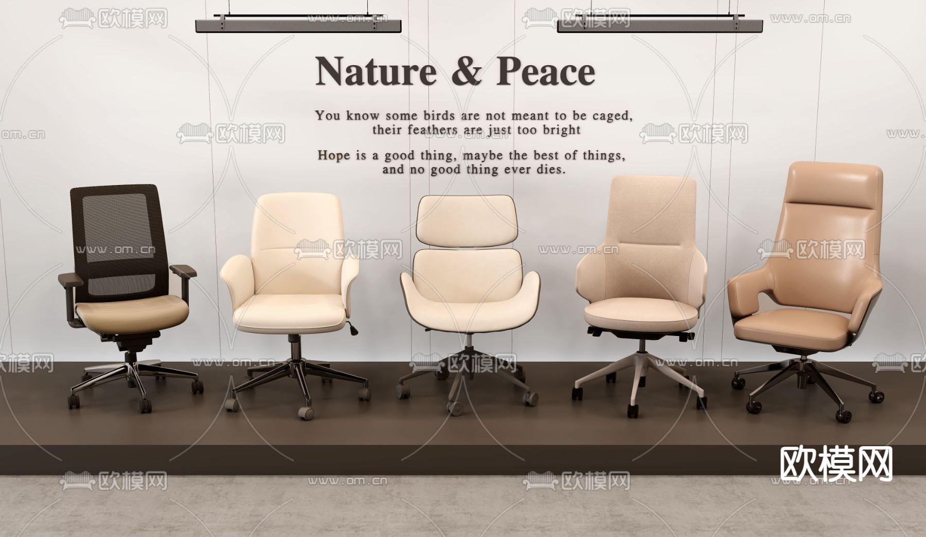 办公椅 班前椅 职员椅 老板椅3d模型下载（渲染图3）