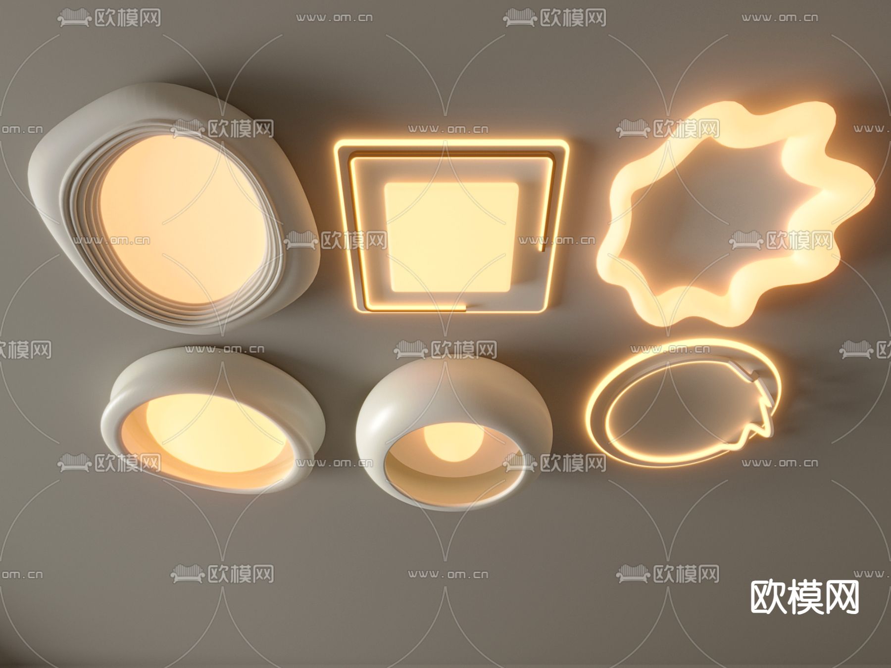 奶油风吸顶灯 时尚客厅灯su模型下载（渲染图1）