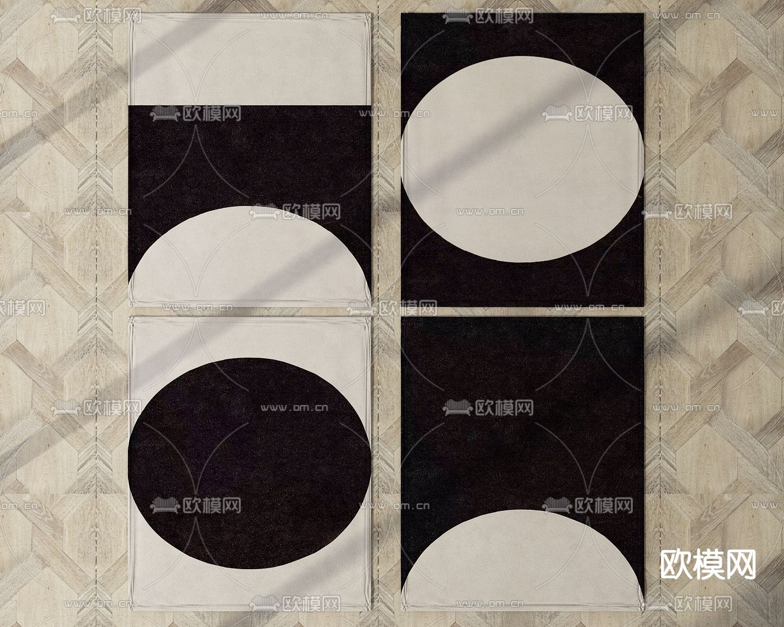 黑白地毯 方毯3d模型下载