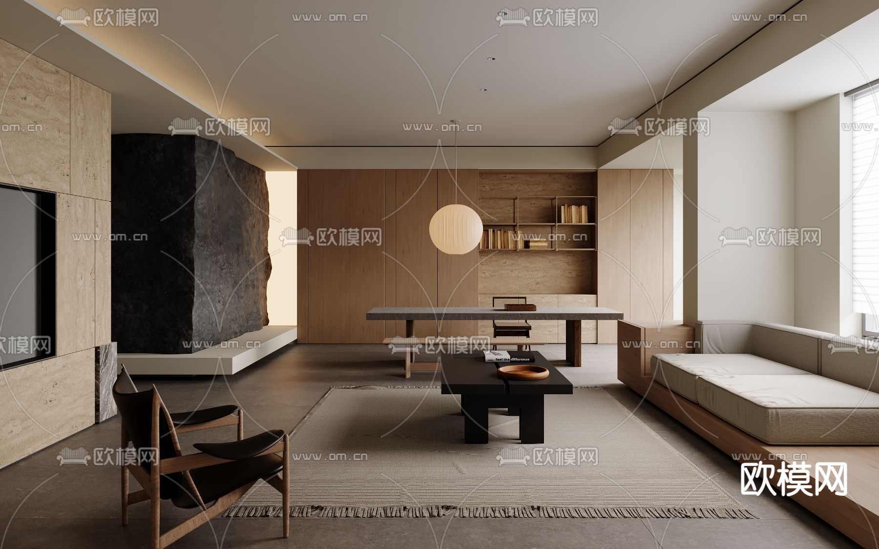 侘寂客厅3d模型下载