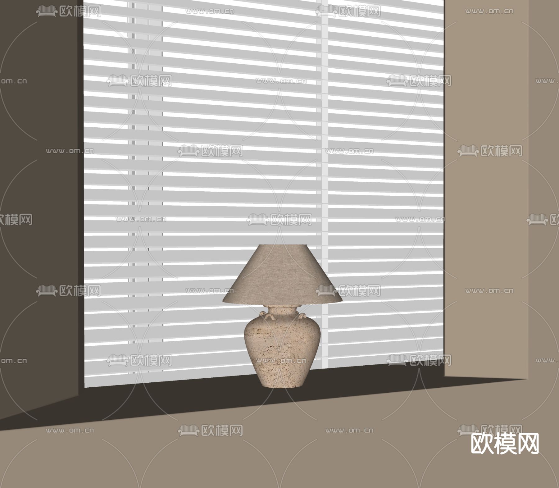 侘寂台灯 陶罐台灯su模型下载（渲染图2）