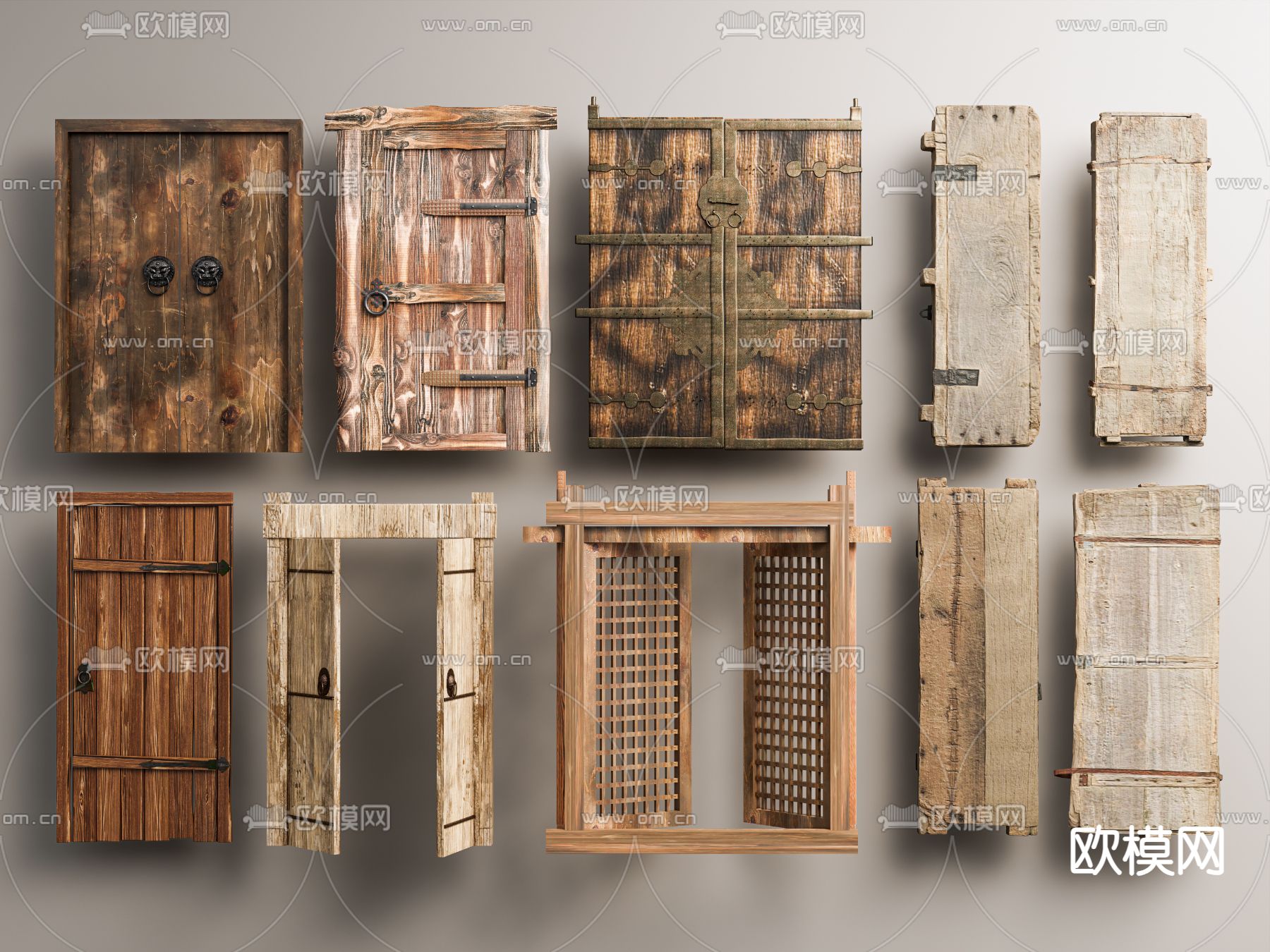 中式老木板门 旧木板 门板su模型下载（渲染图2）