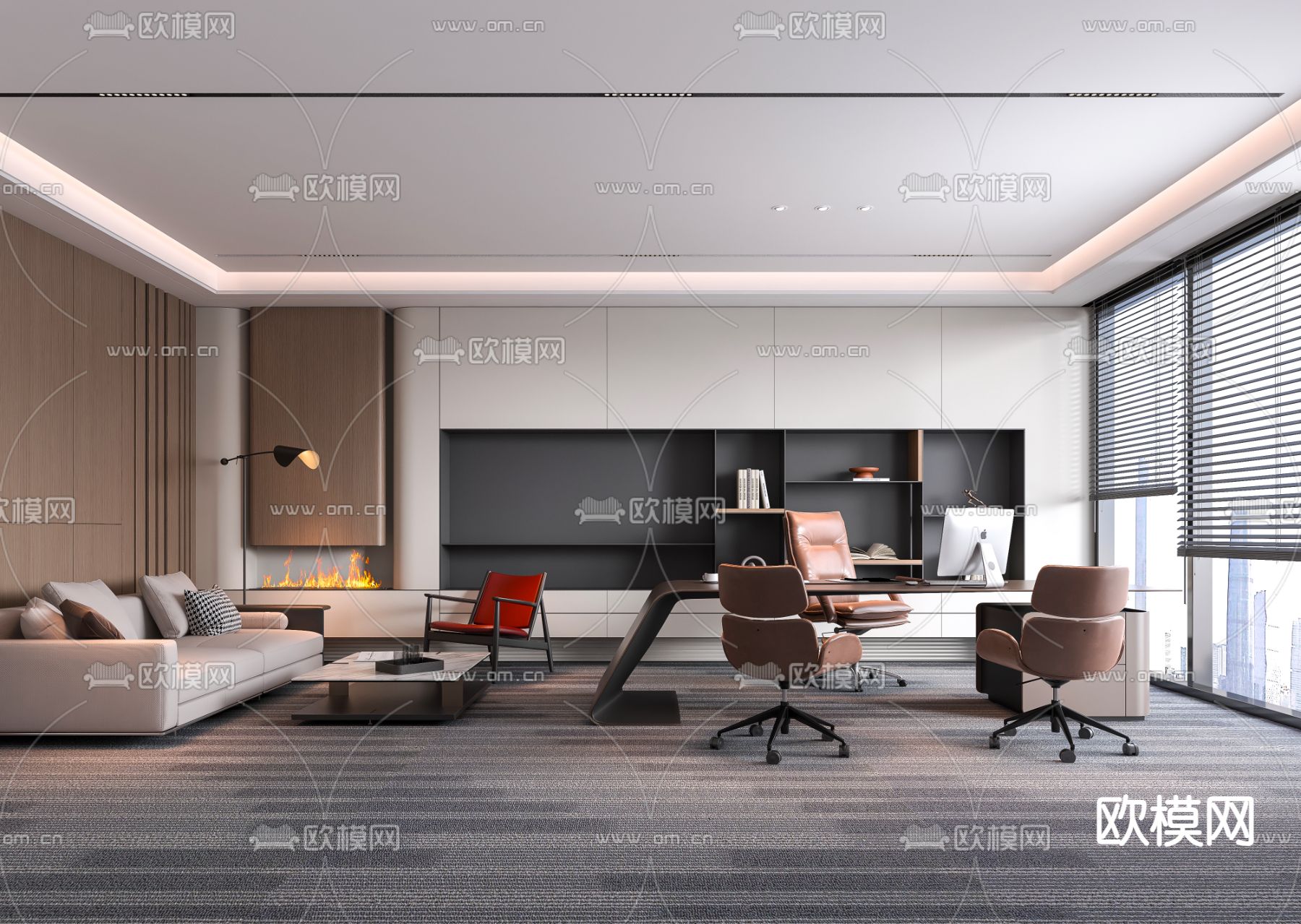 总经理室 总裁办公室3d模型下载