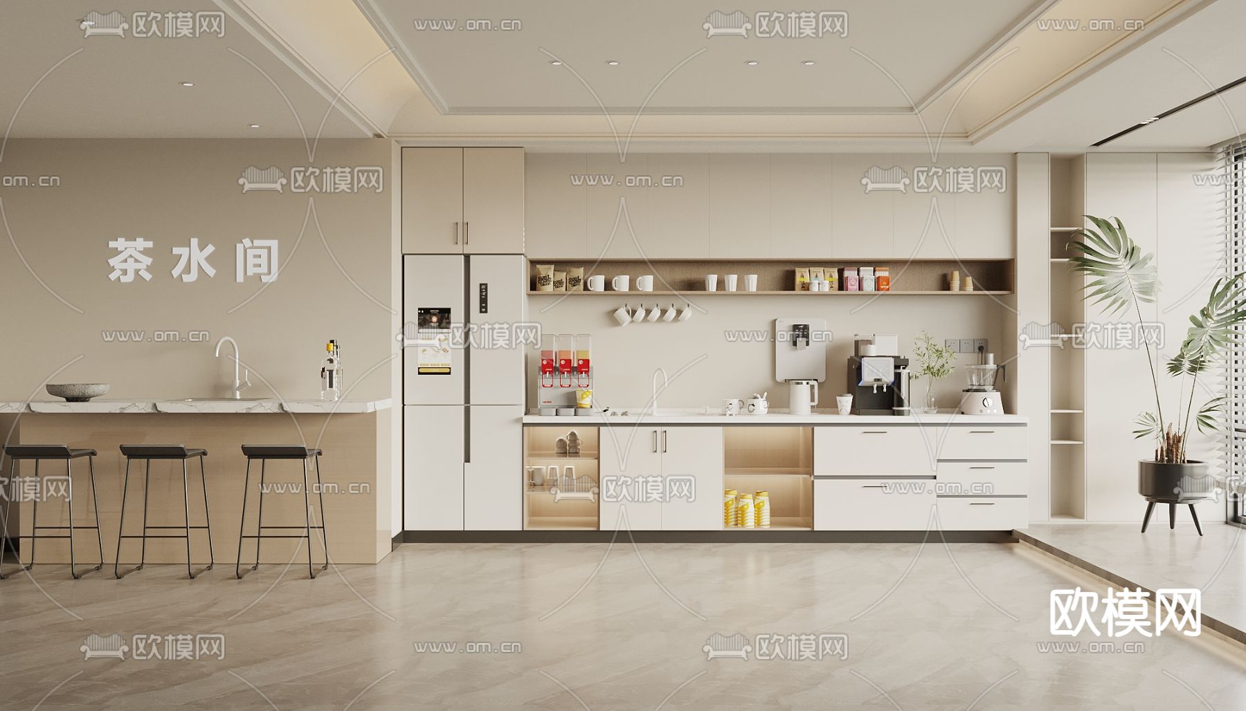 办公室 茶水间3d模型下载
