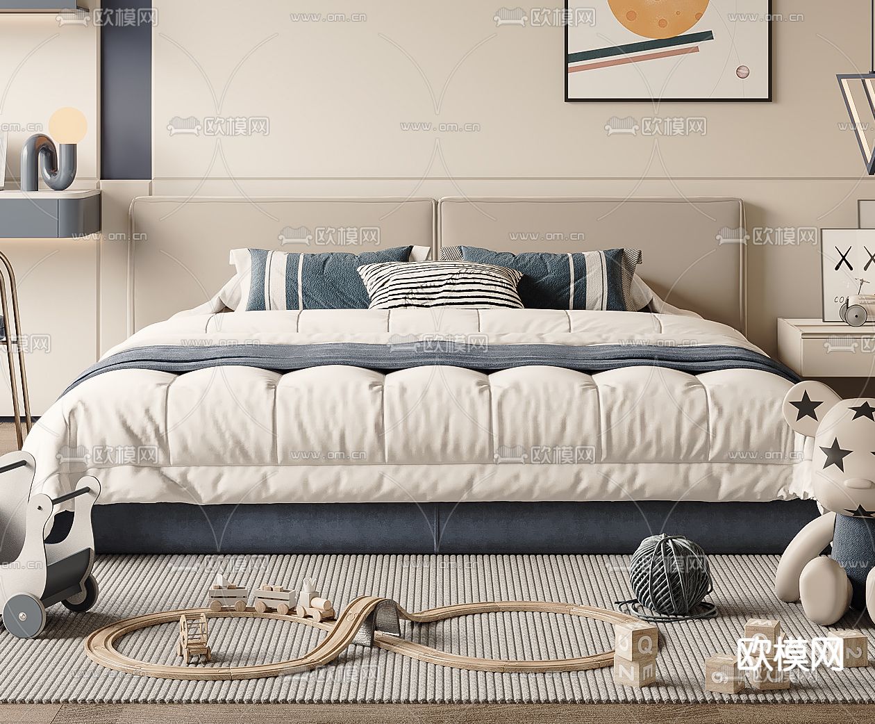 现代儿童床3d模型下载