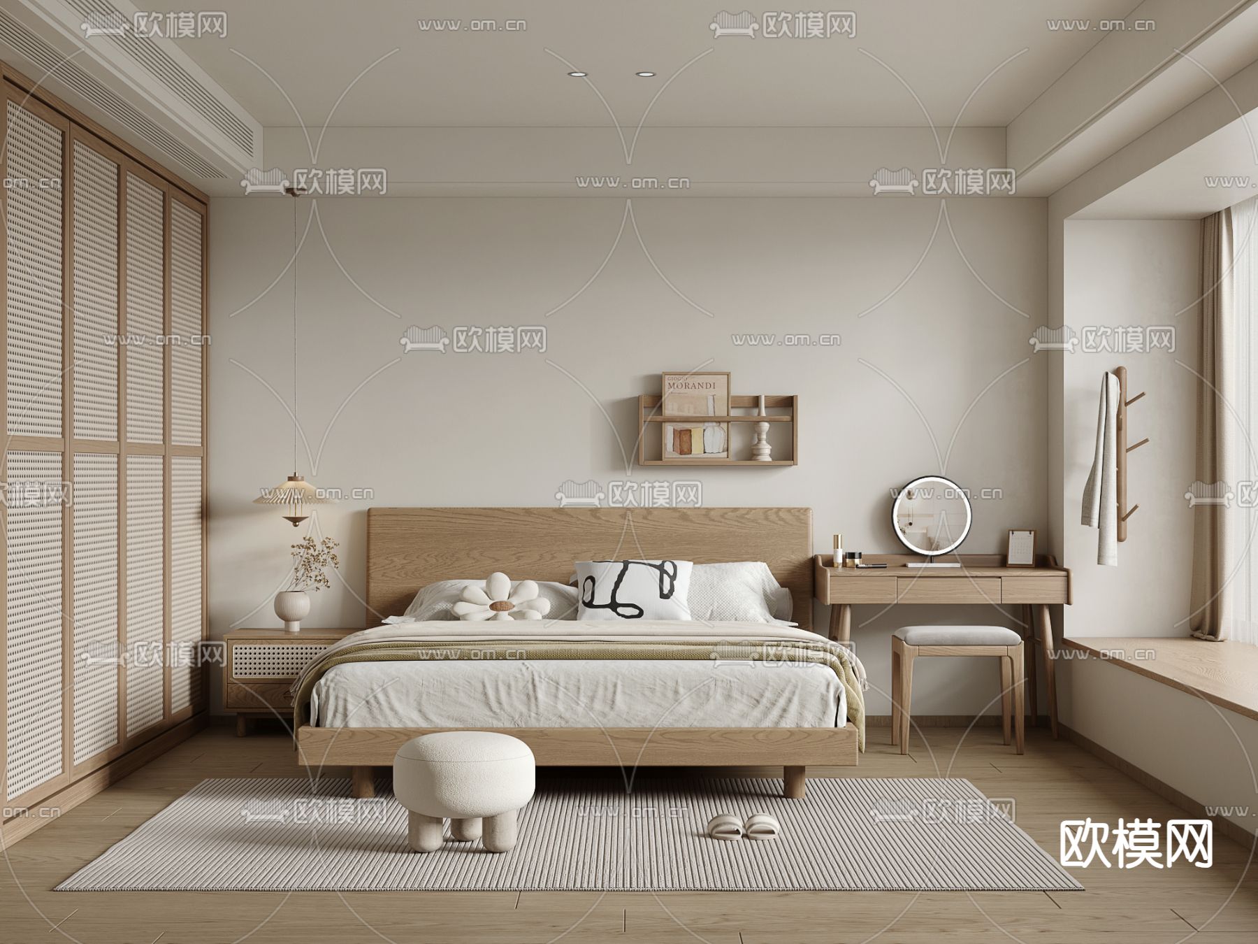 北欧卧室 主人房3d模型下载
